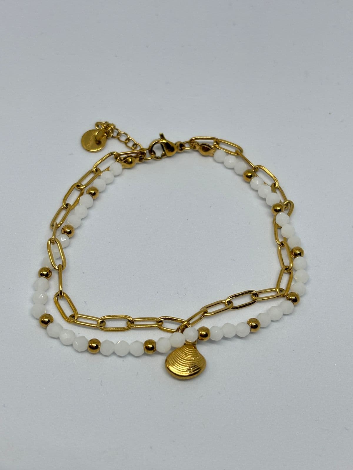 beaded shell layered bracelet