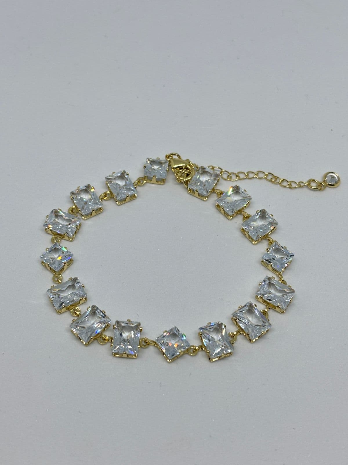 sparkly rectangular stone tennis bracelet
