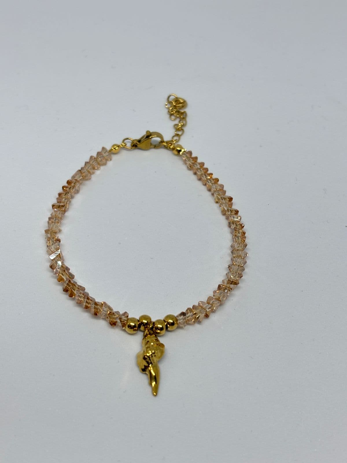 nude crystal and shell bracelet