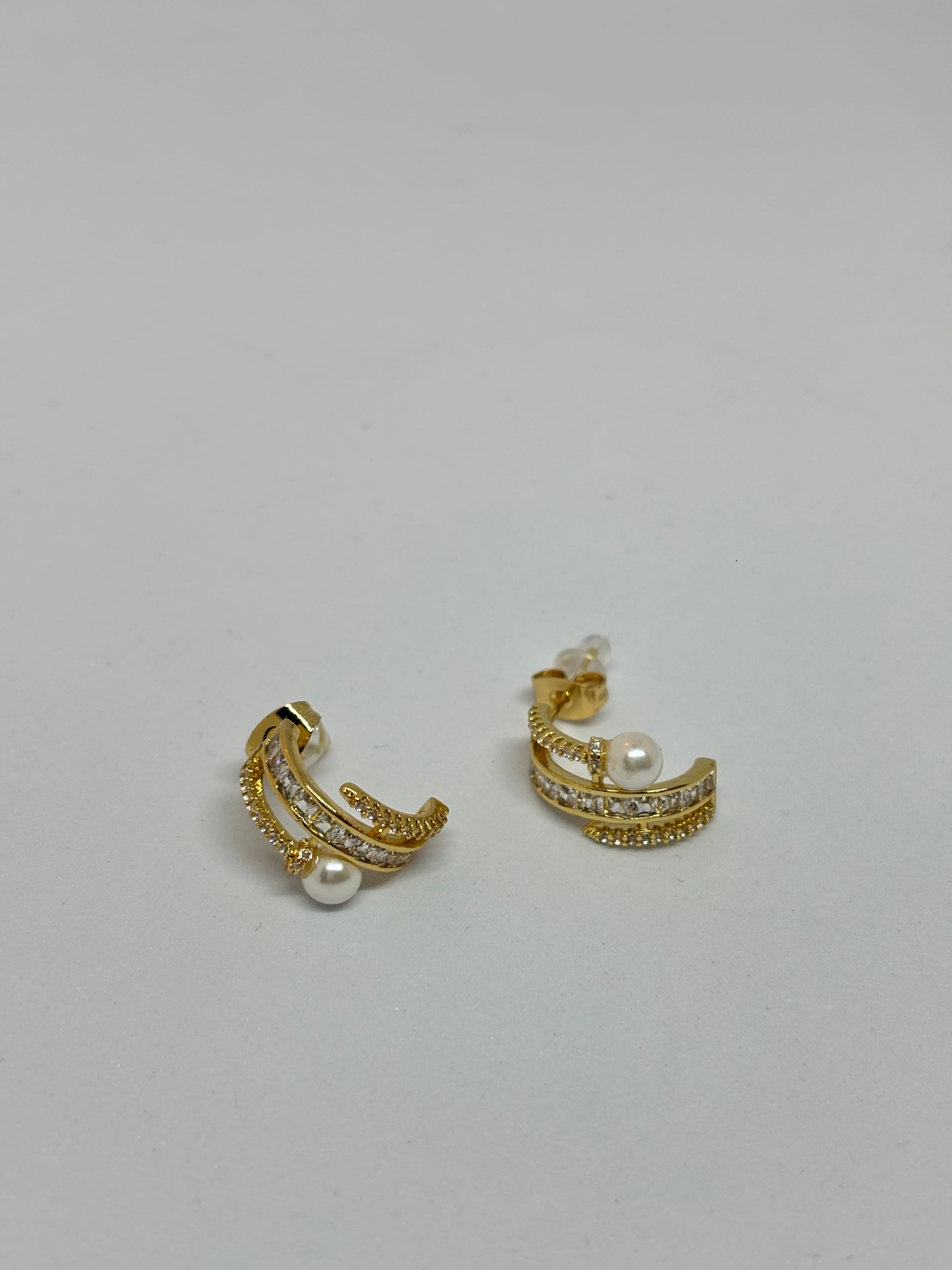 pearl and crystal huggie hoops