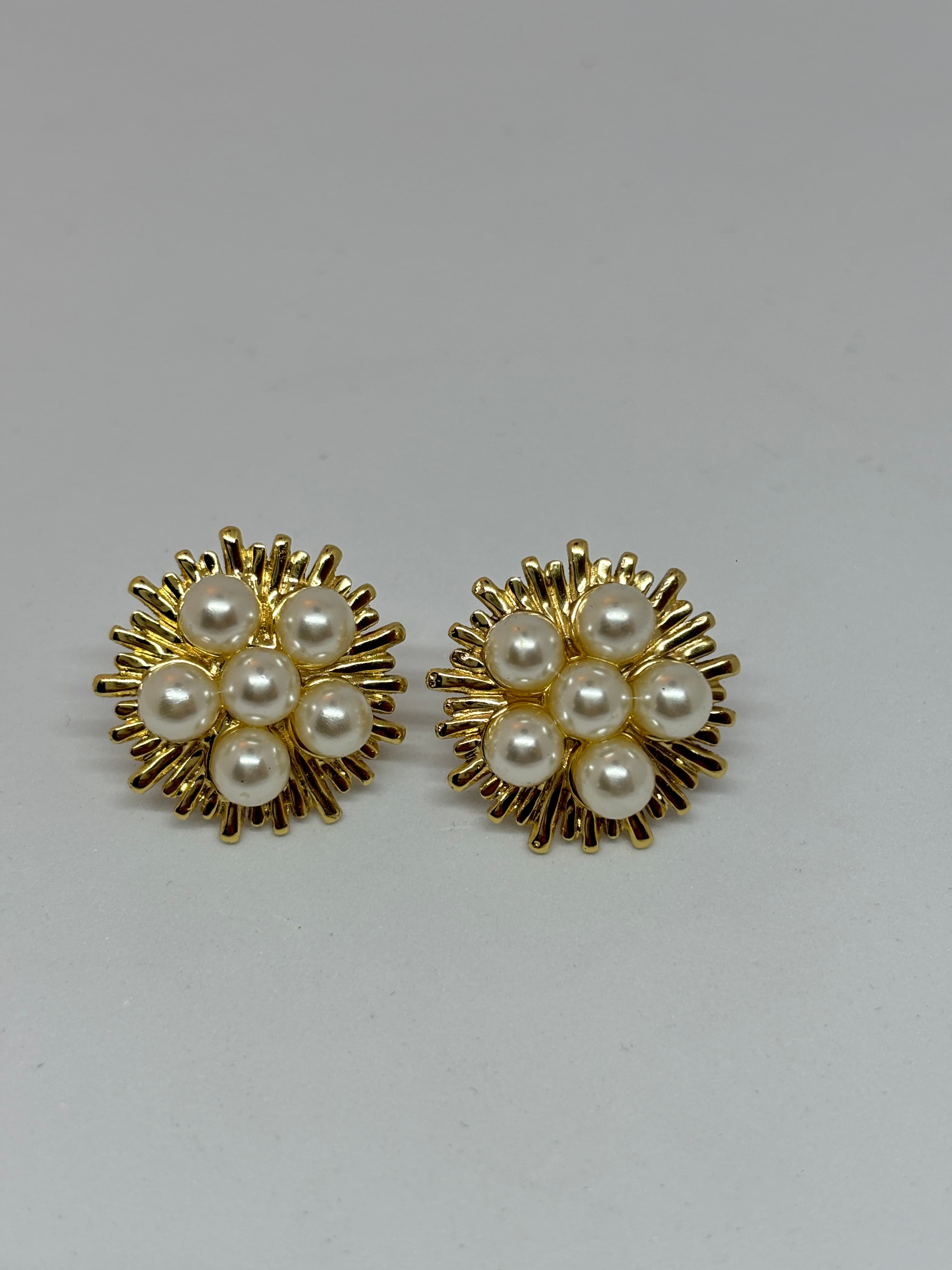 sunburst pearl stud earrings