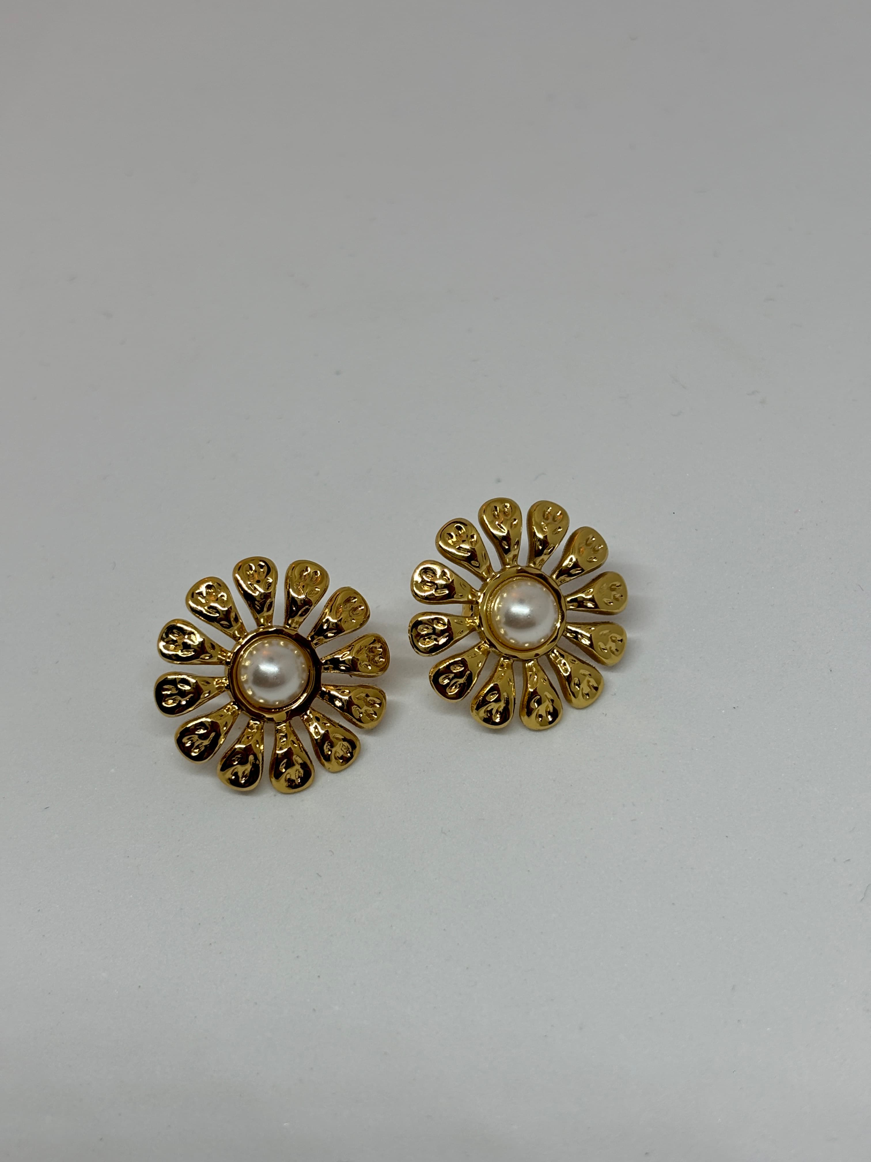 golden petal pearl studs
