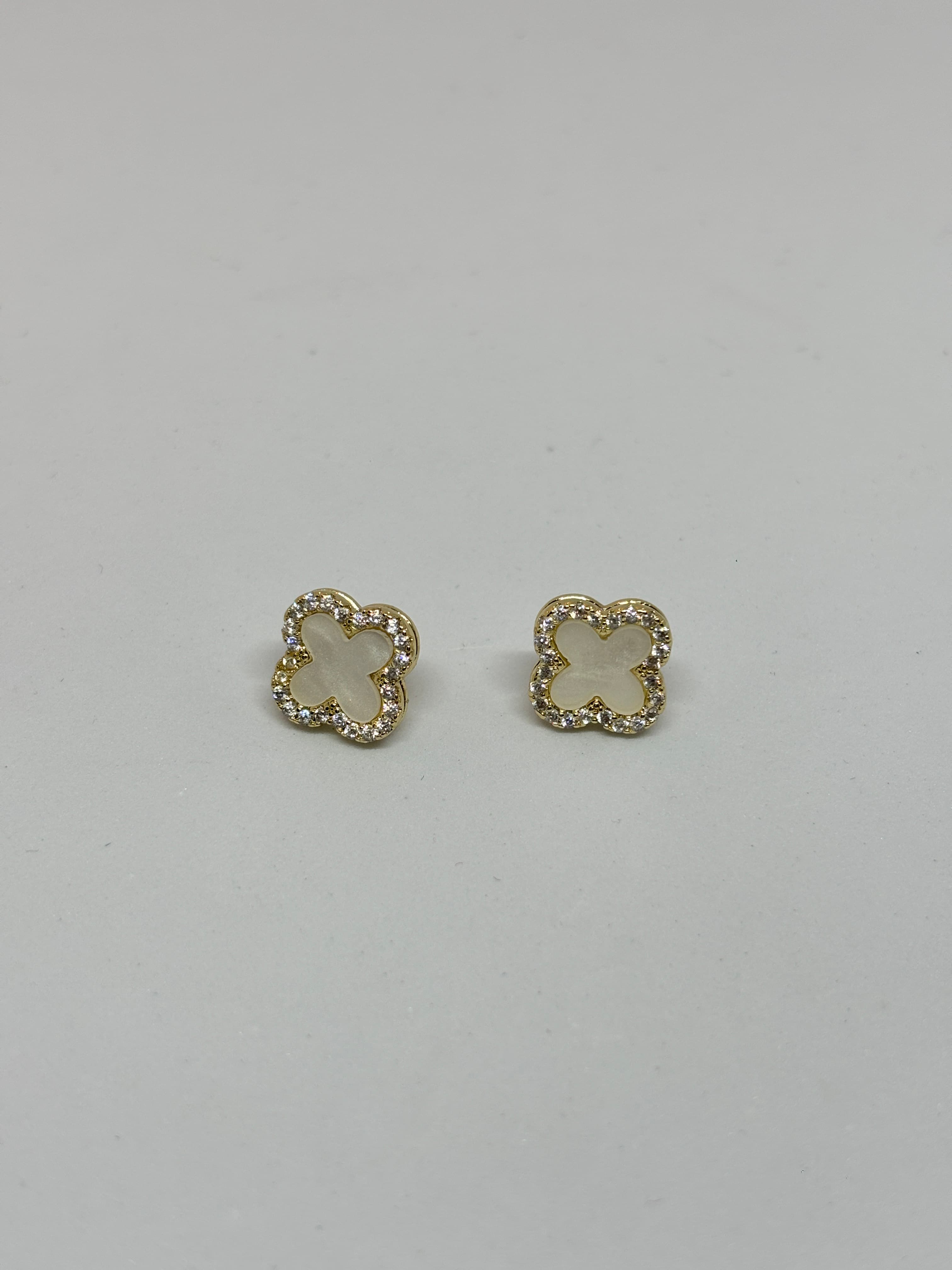 dainty clover white studs