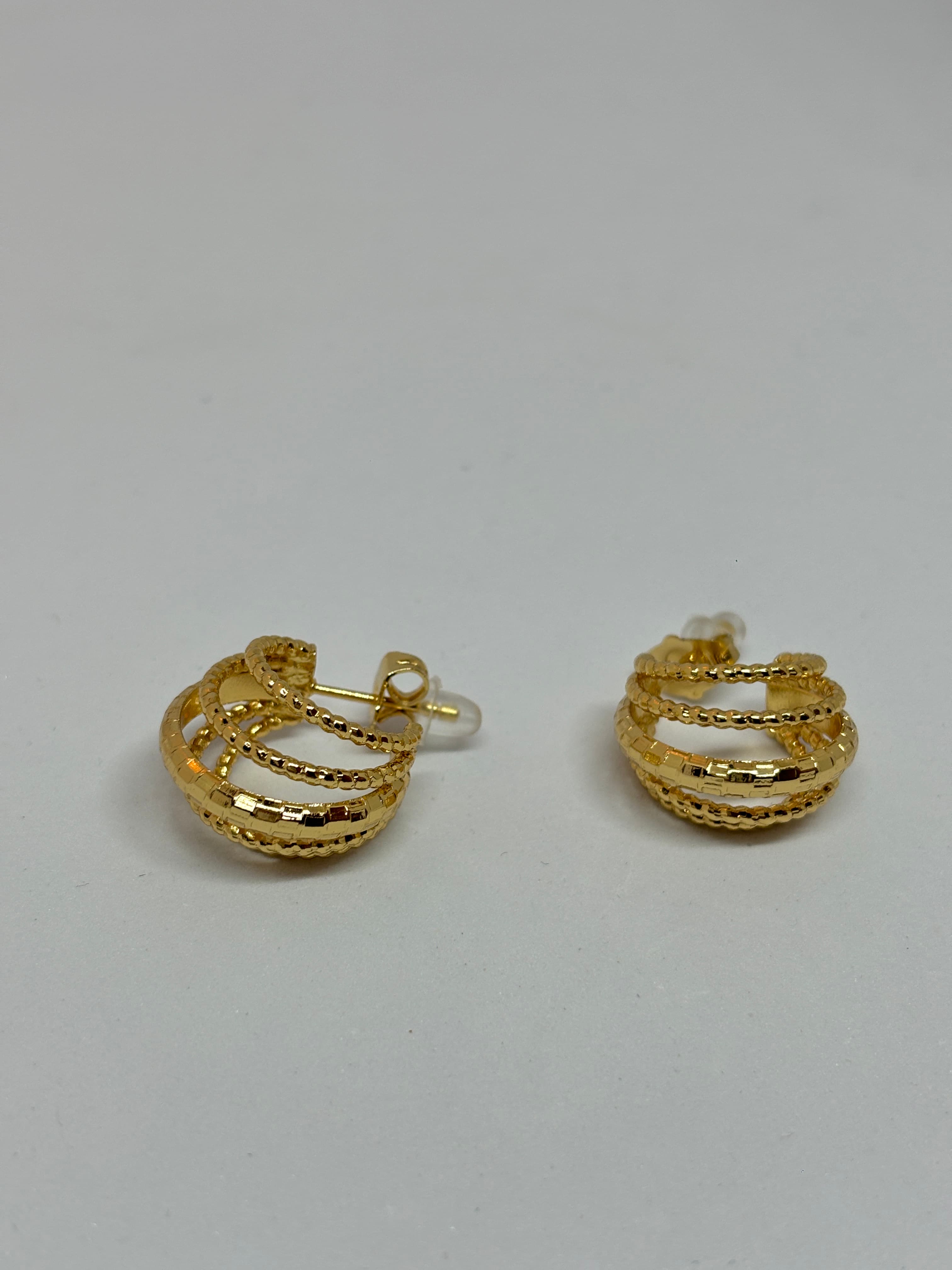 textured gold layered hoops