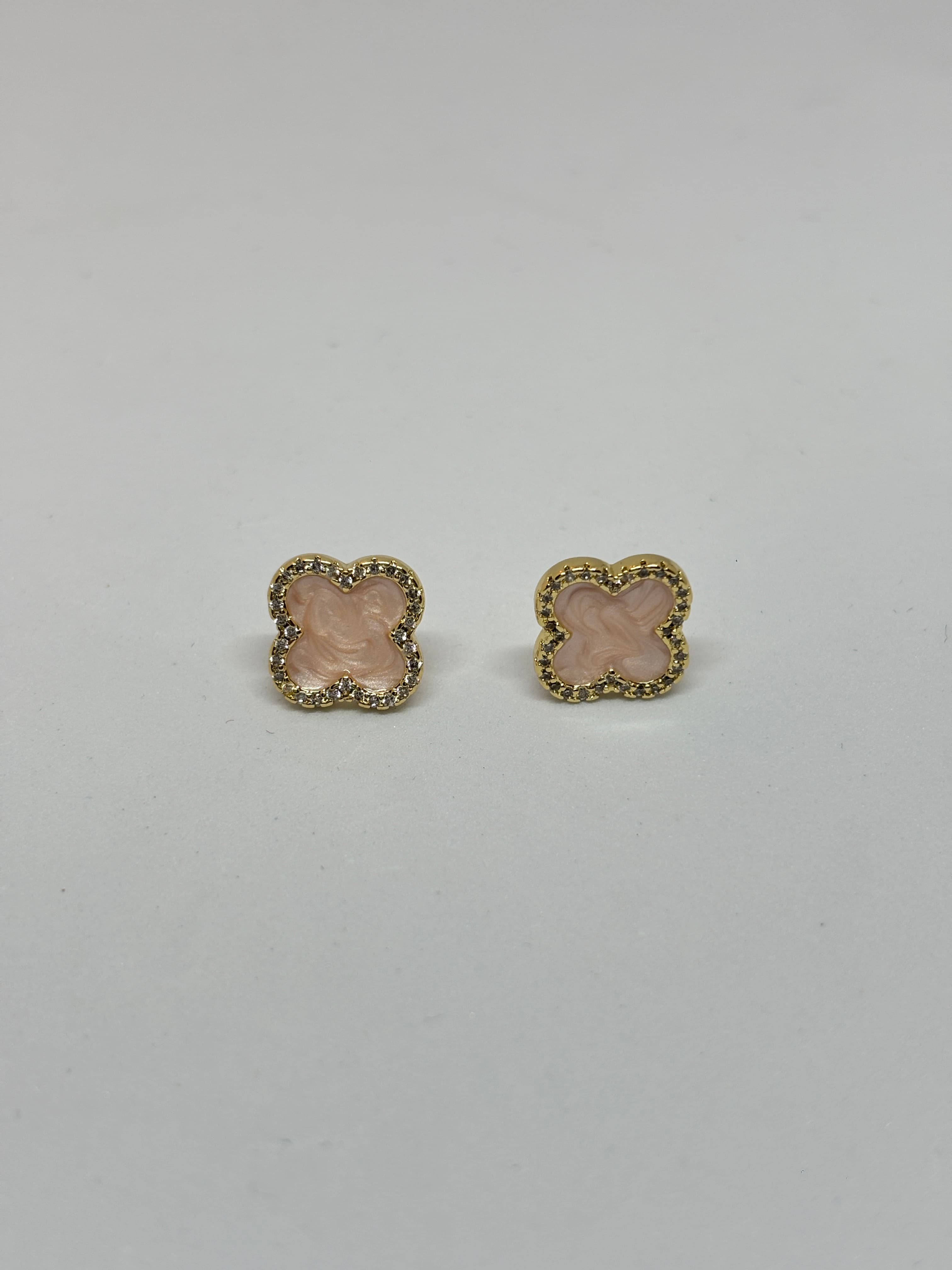 blush petal clover studs