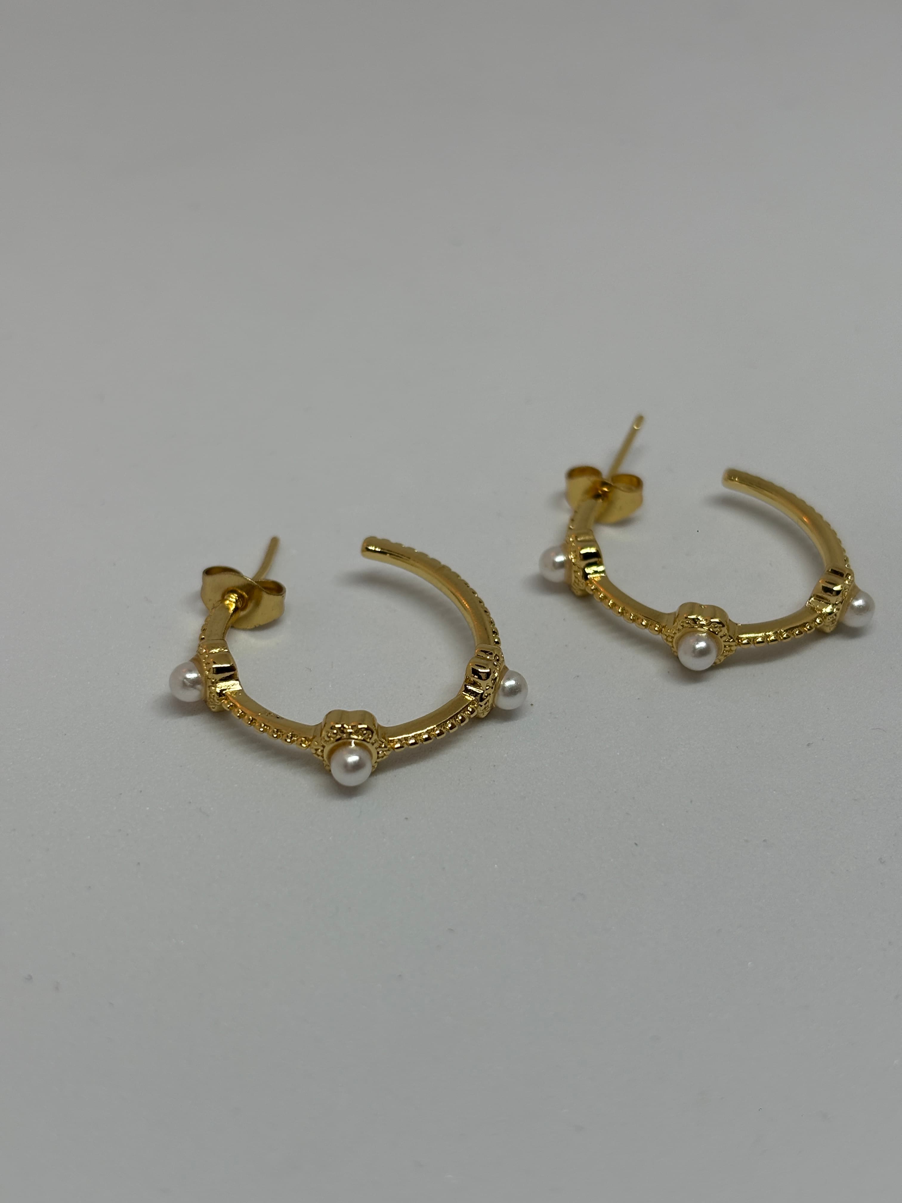 pearl accented gold hoops