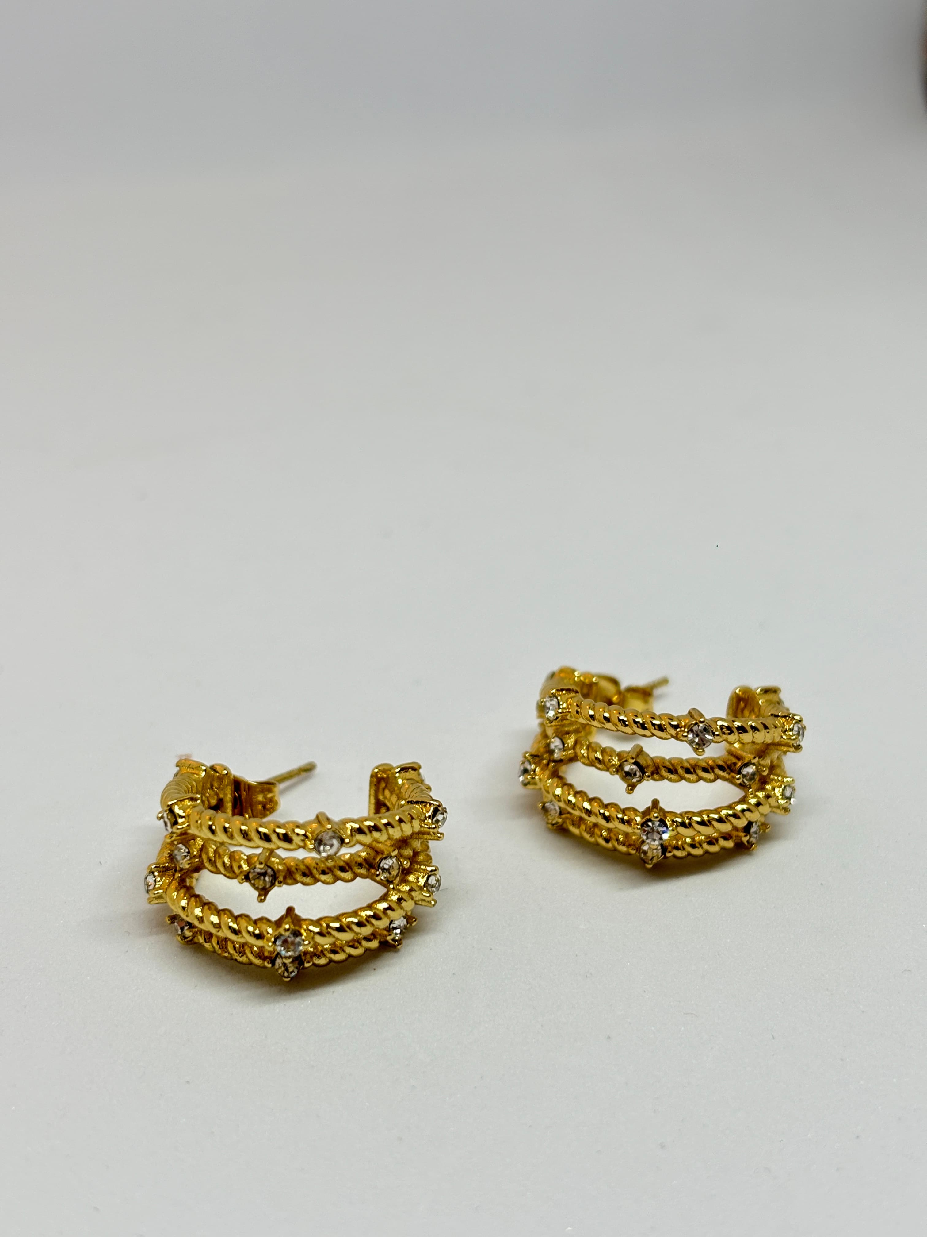 twisted gold textured hoops