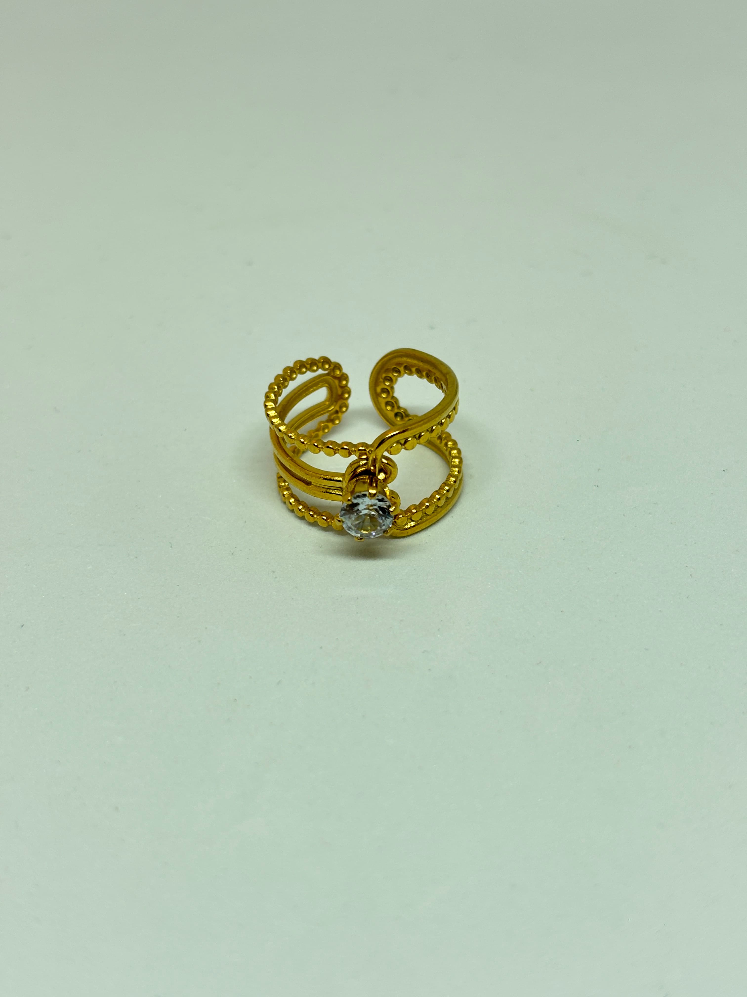 beaded open stone ring