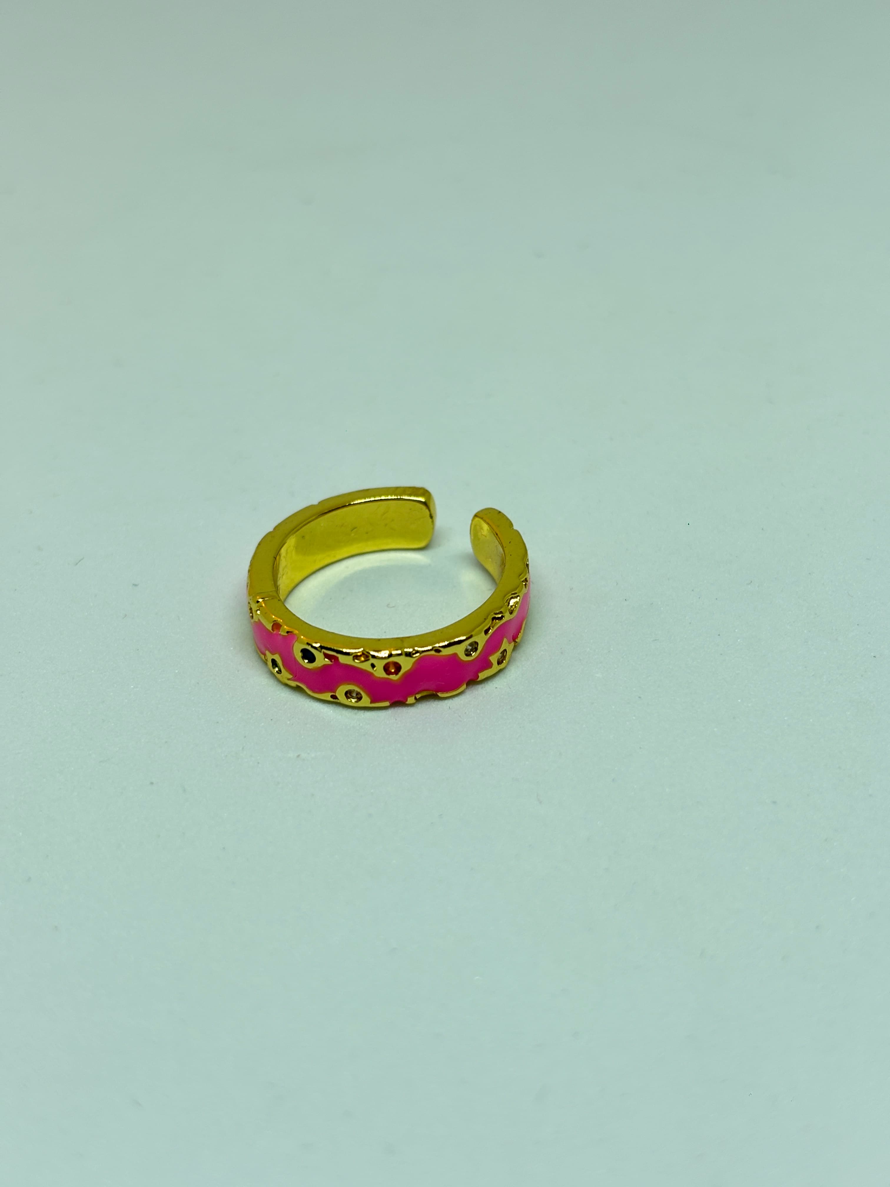 hot pink enamel gold ring