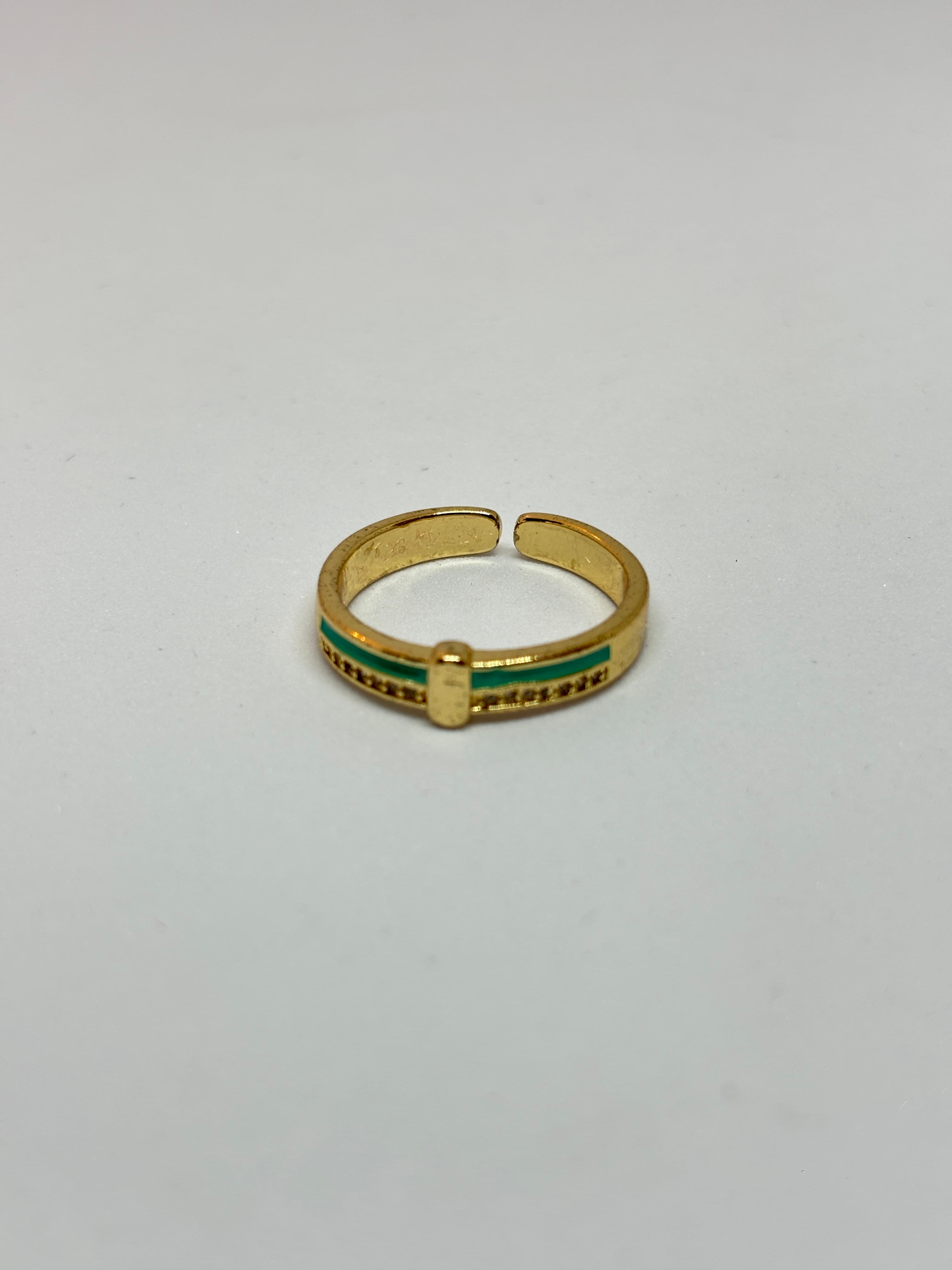 golden green enamel band ring