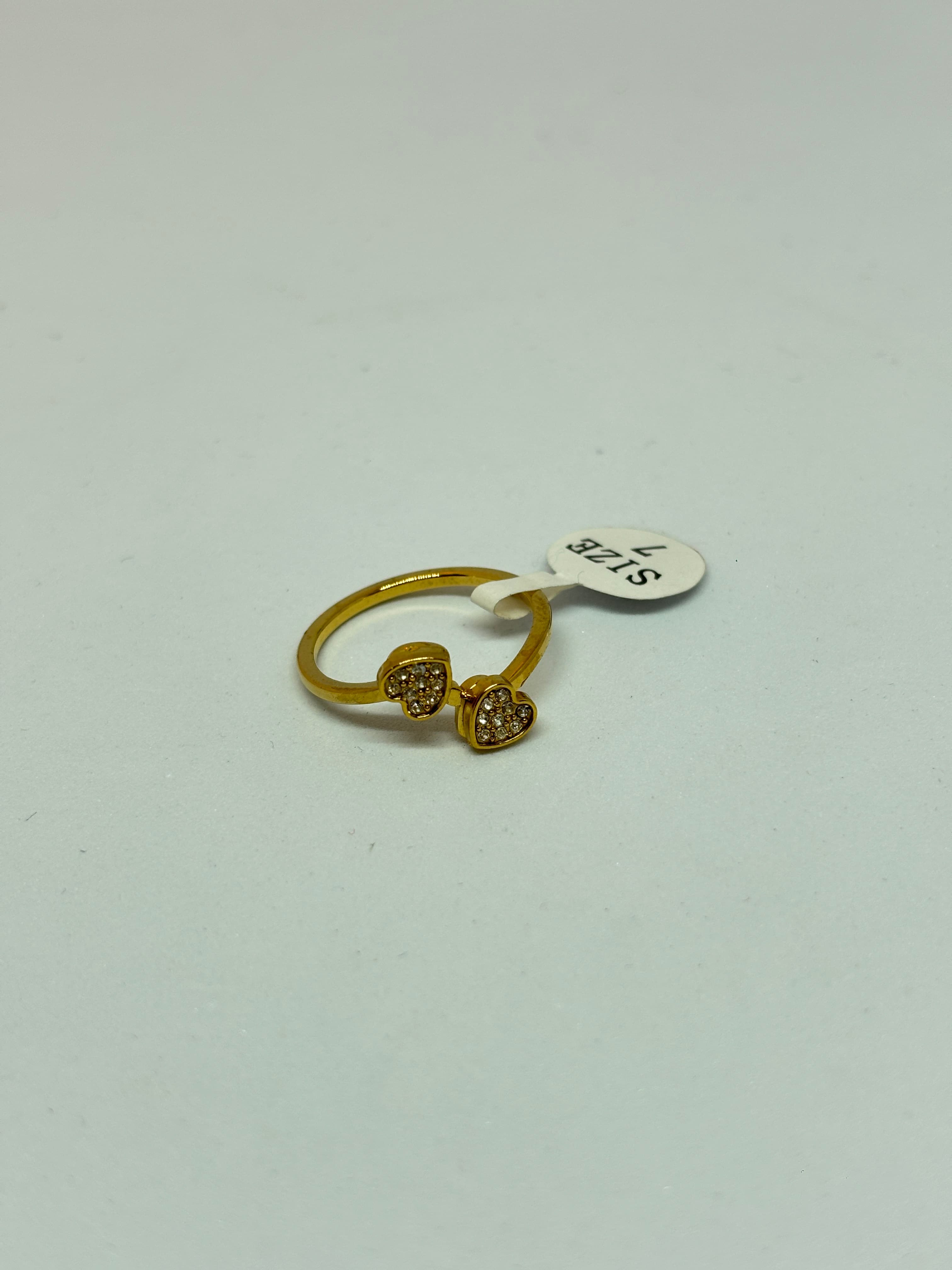 double heart gold ring