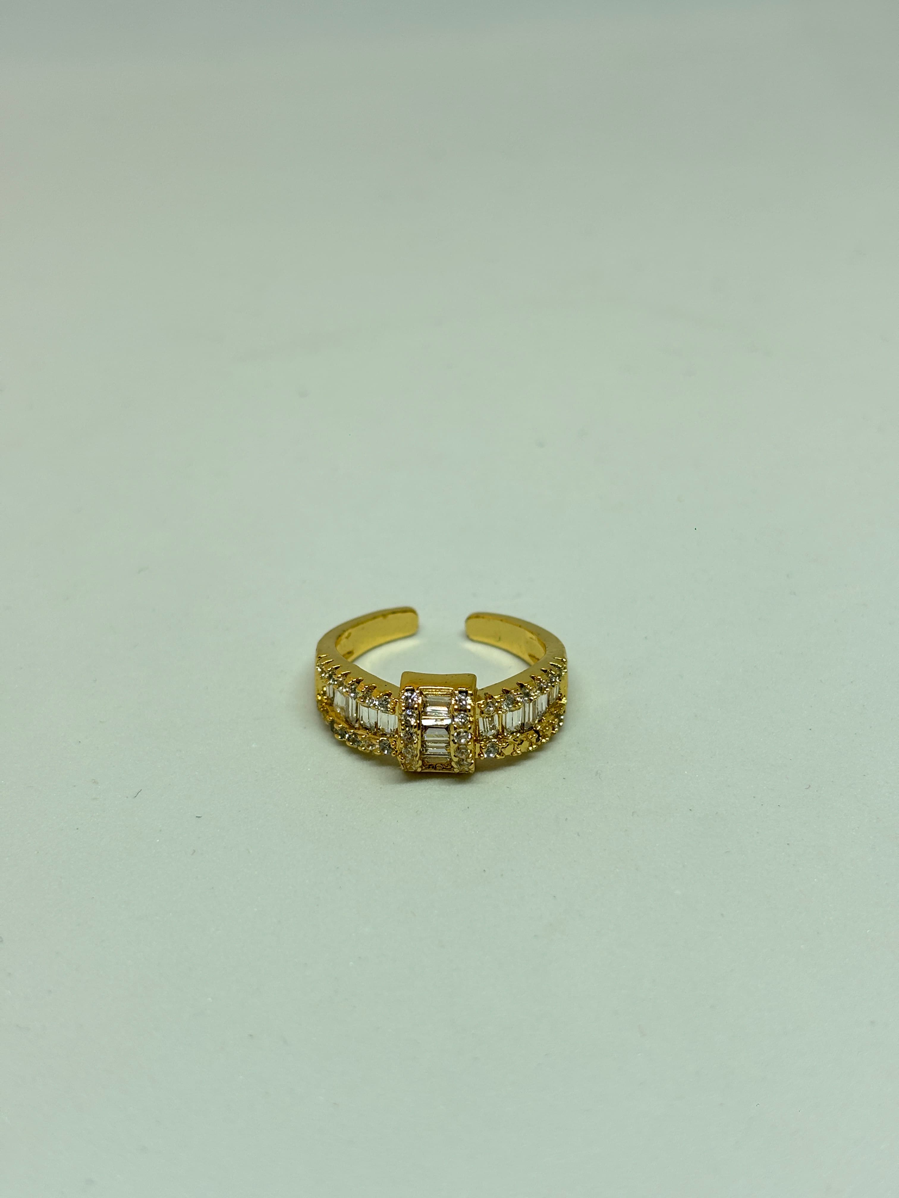 golden baguette spark adjustable ring