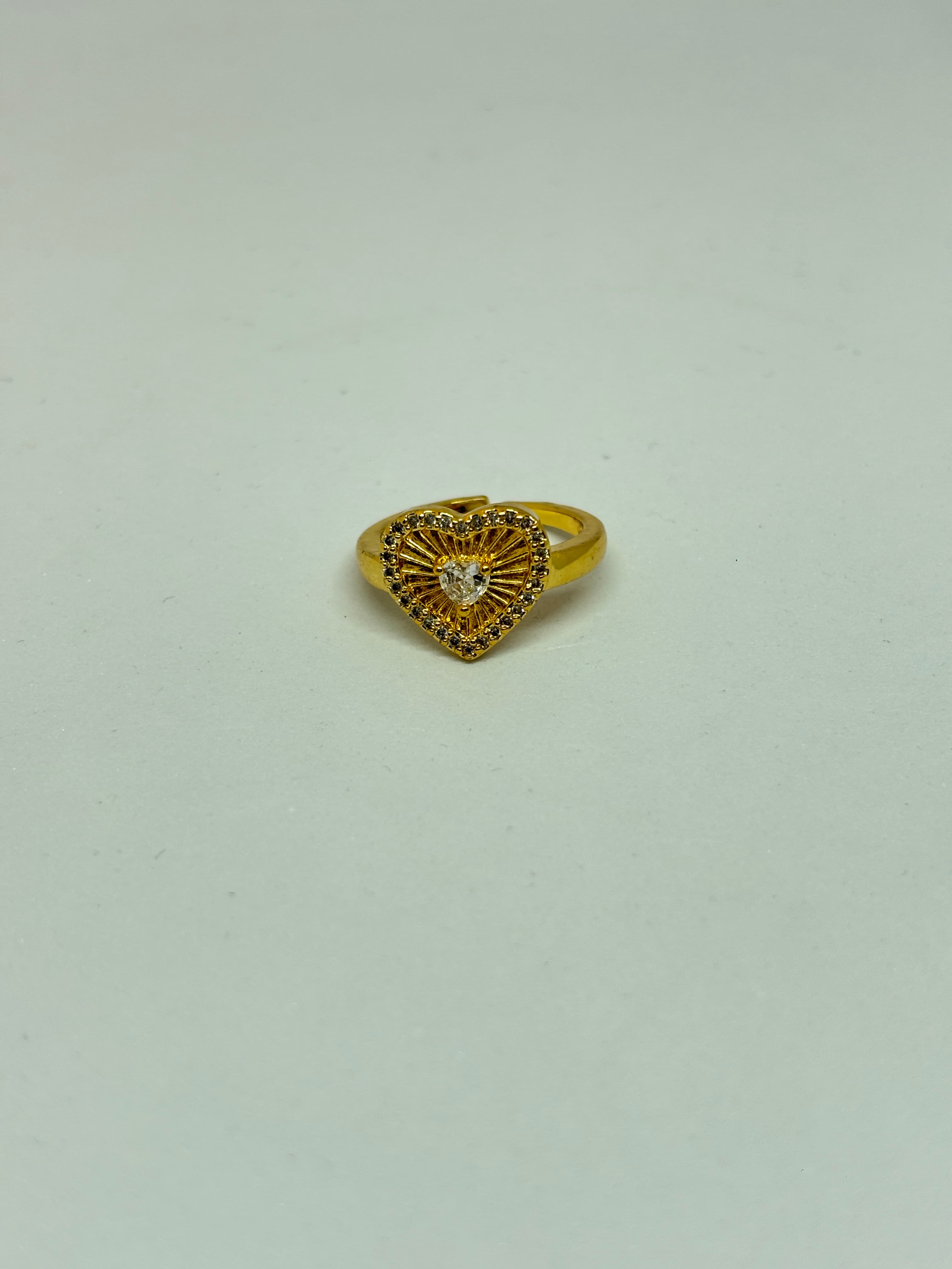 sunburst heart adjustable ring
