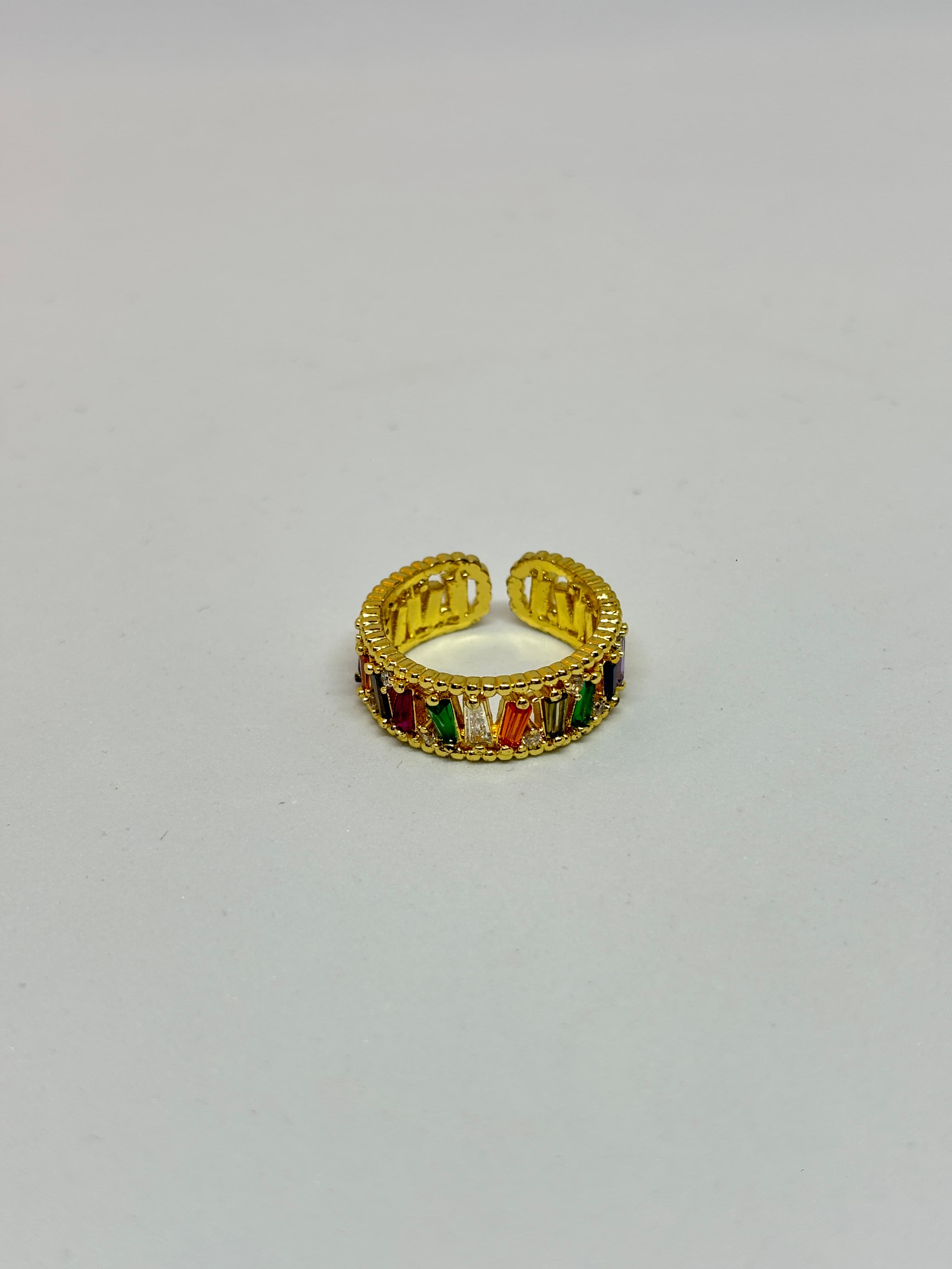 multicolour baguette stone ring