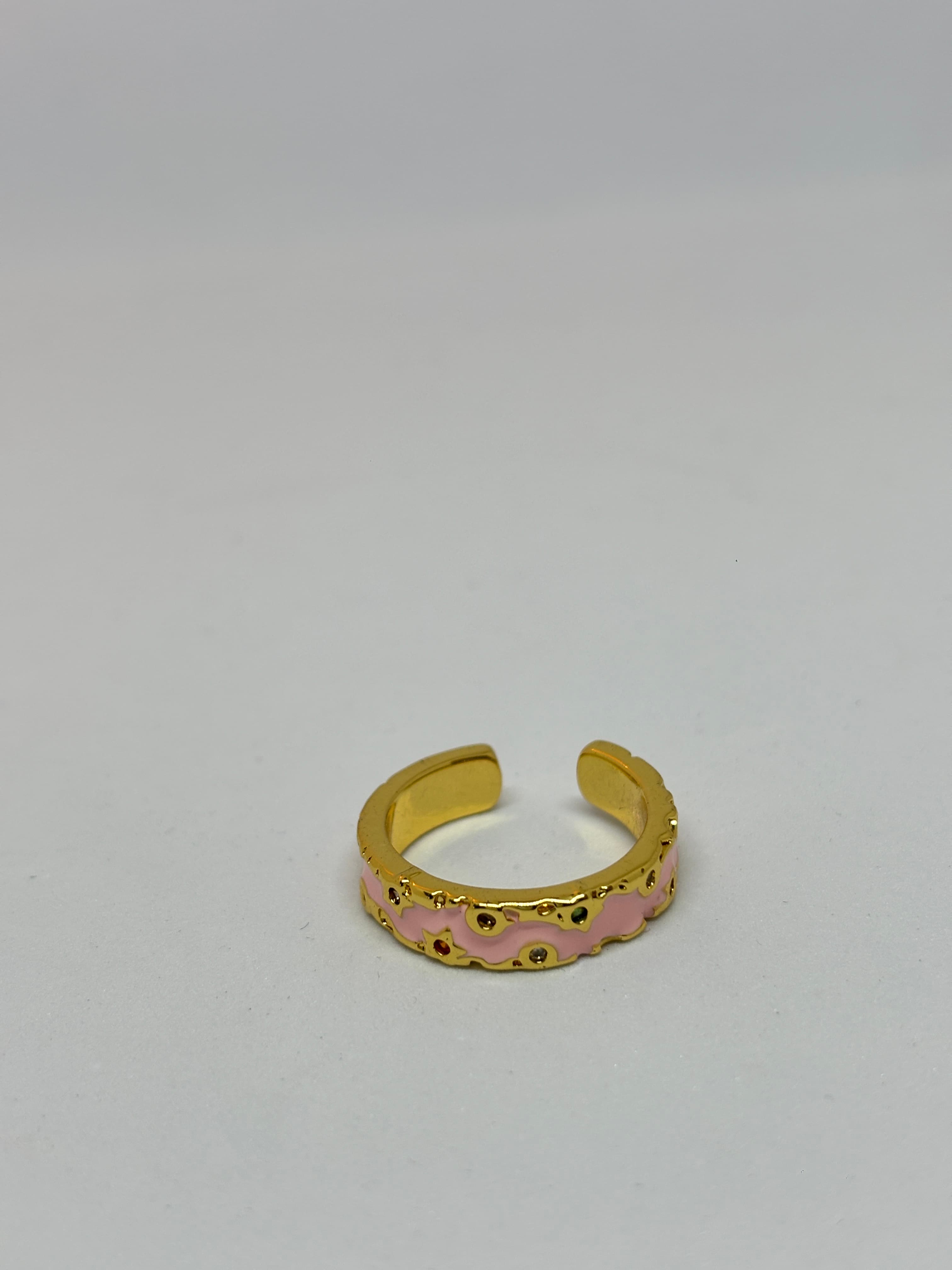 pink enamel star dust ring