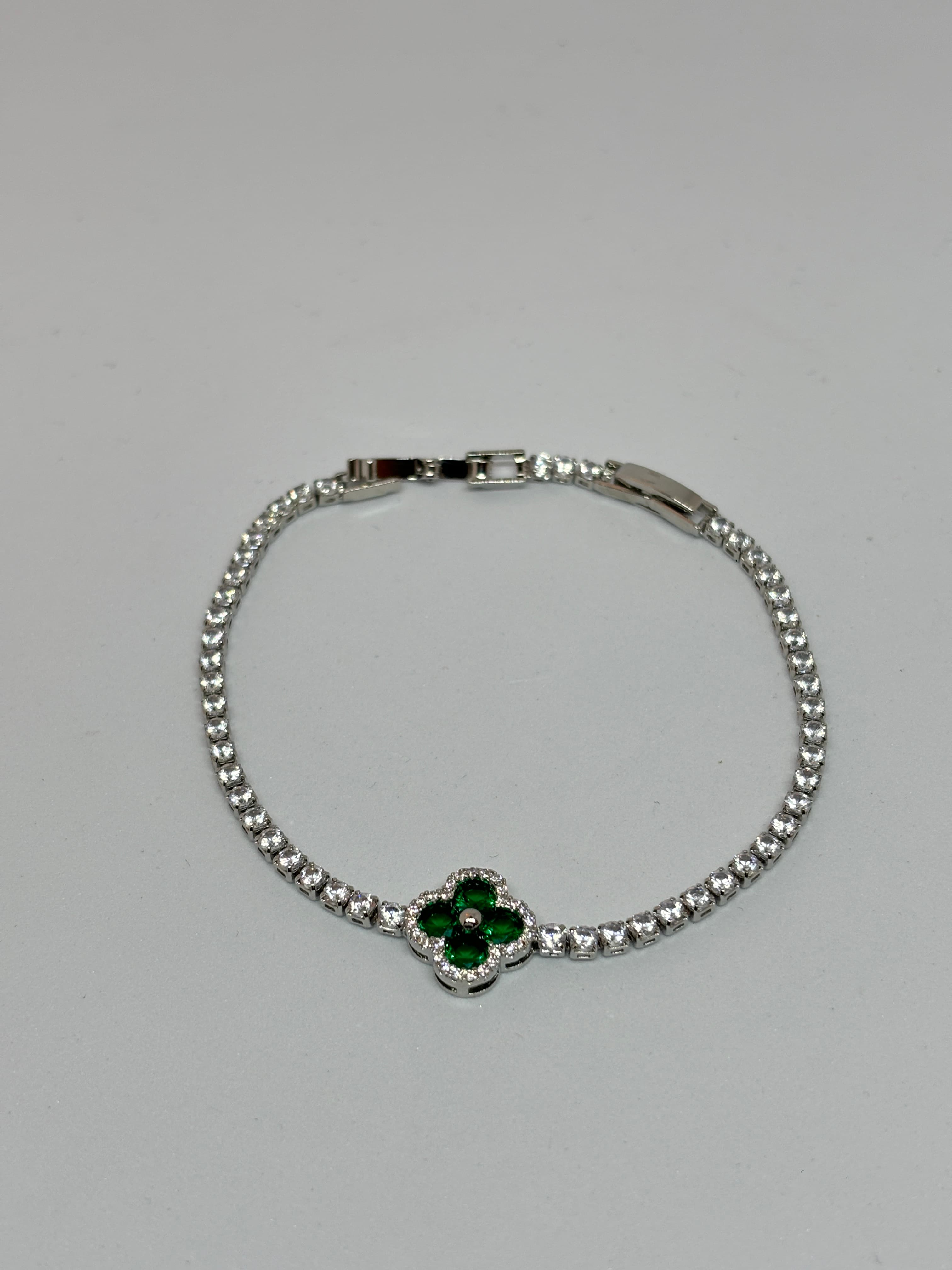 emerald clover tennis bracelet