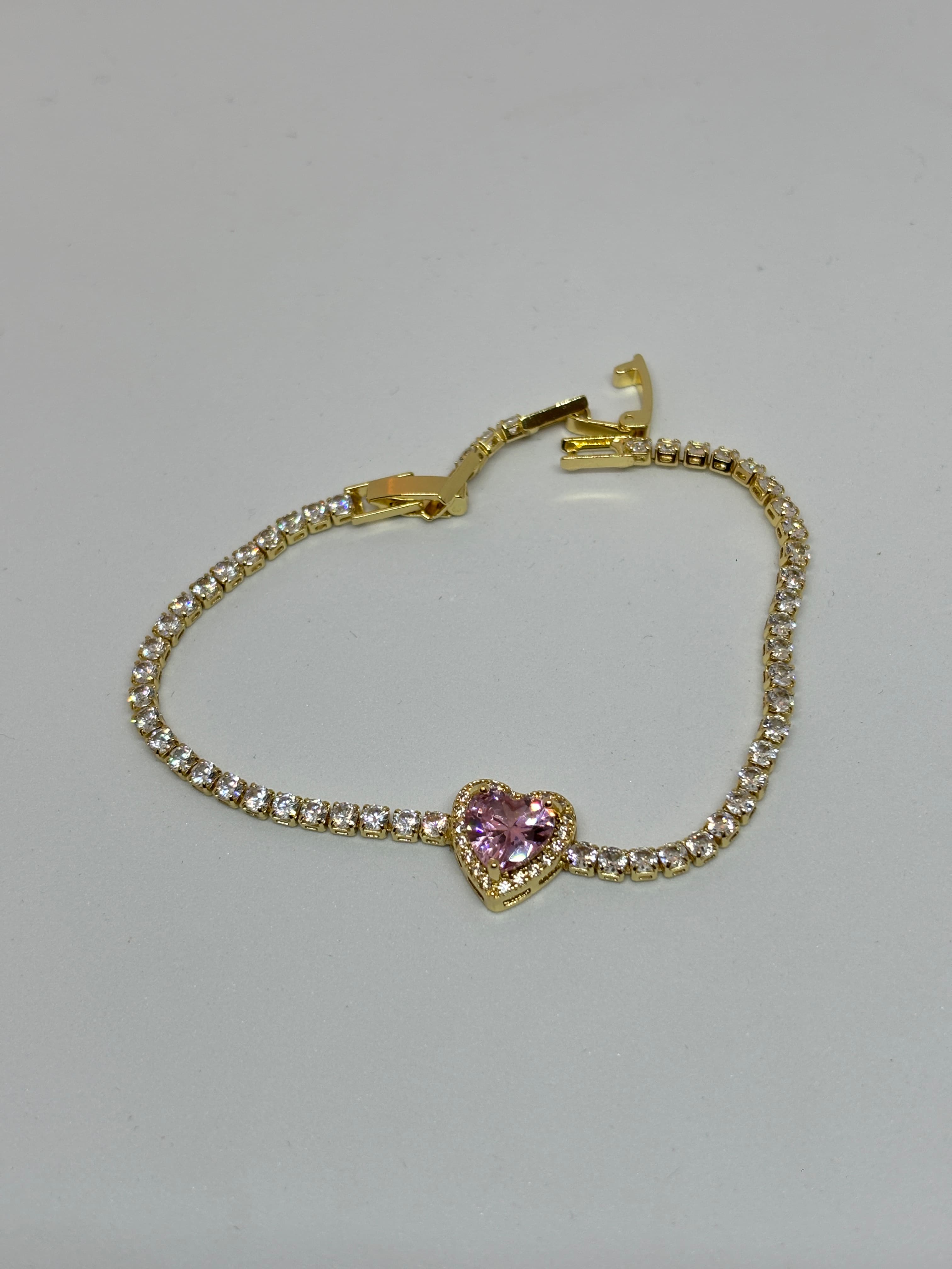 pink heart tennis bracelet