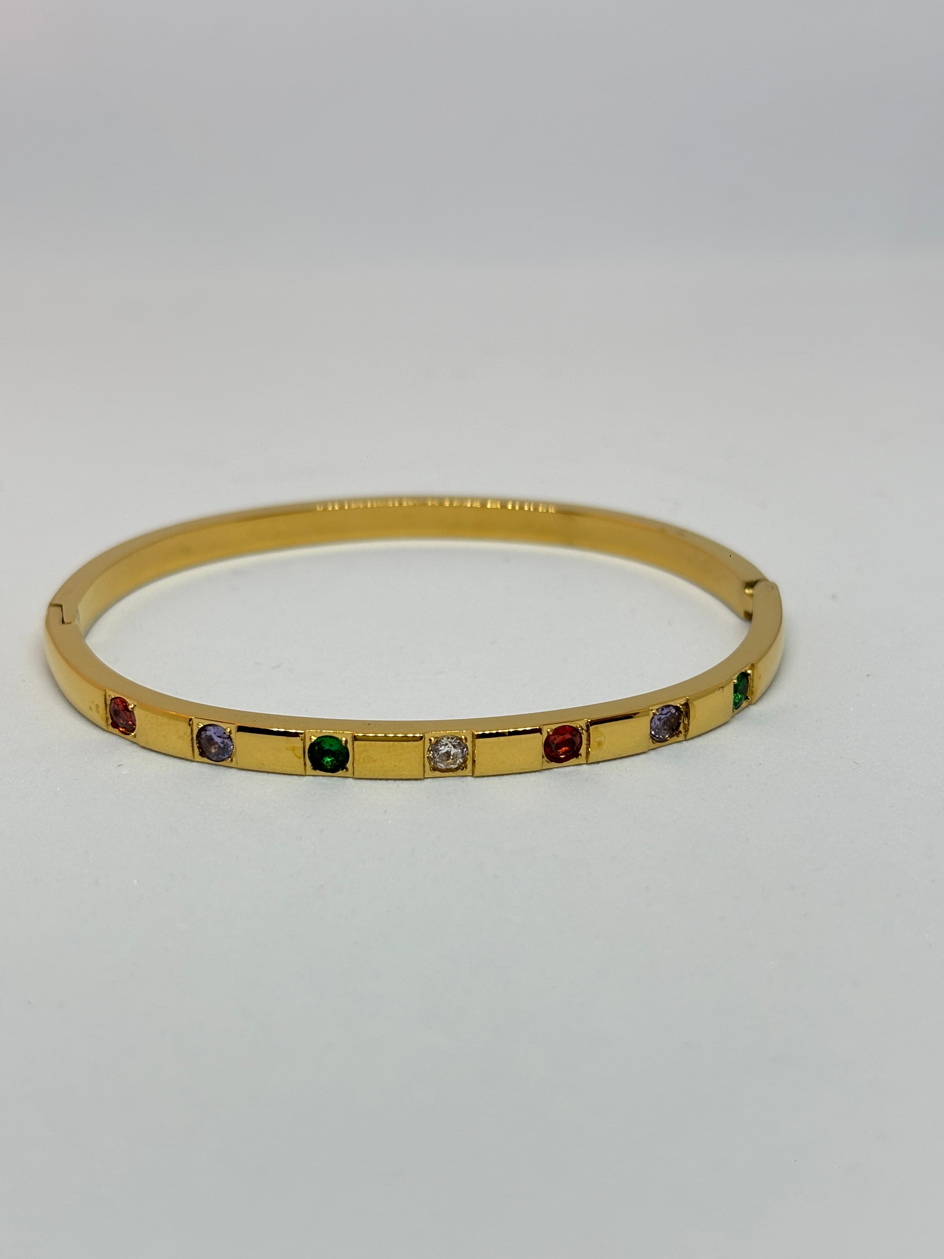 multicolour stone gold bangle