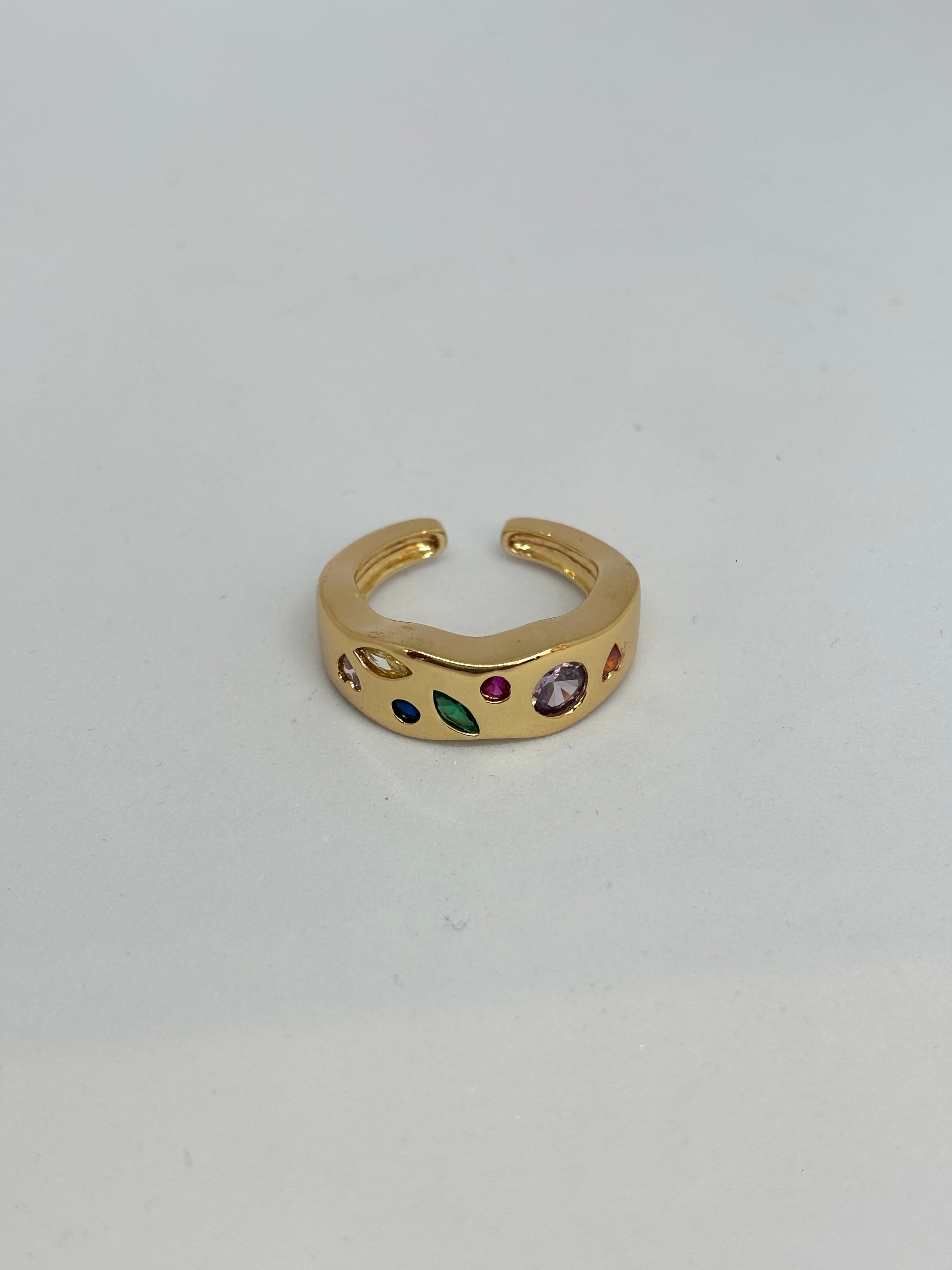 multicolour stone adjustable ring