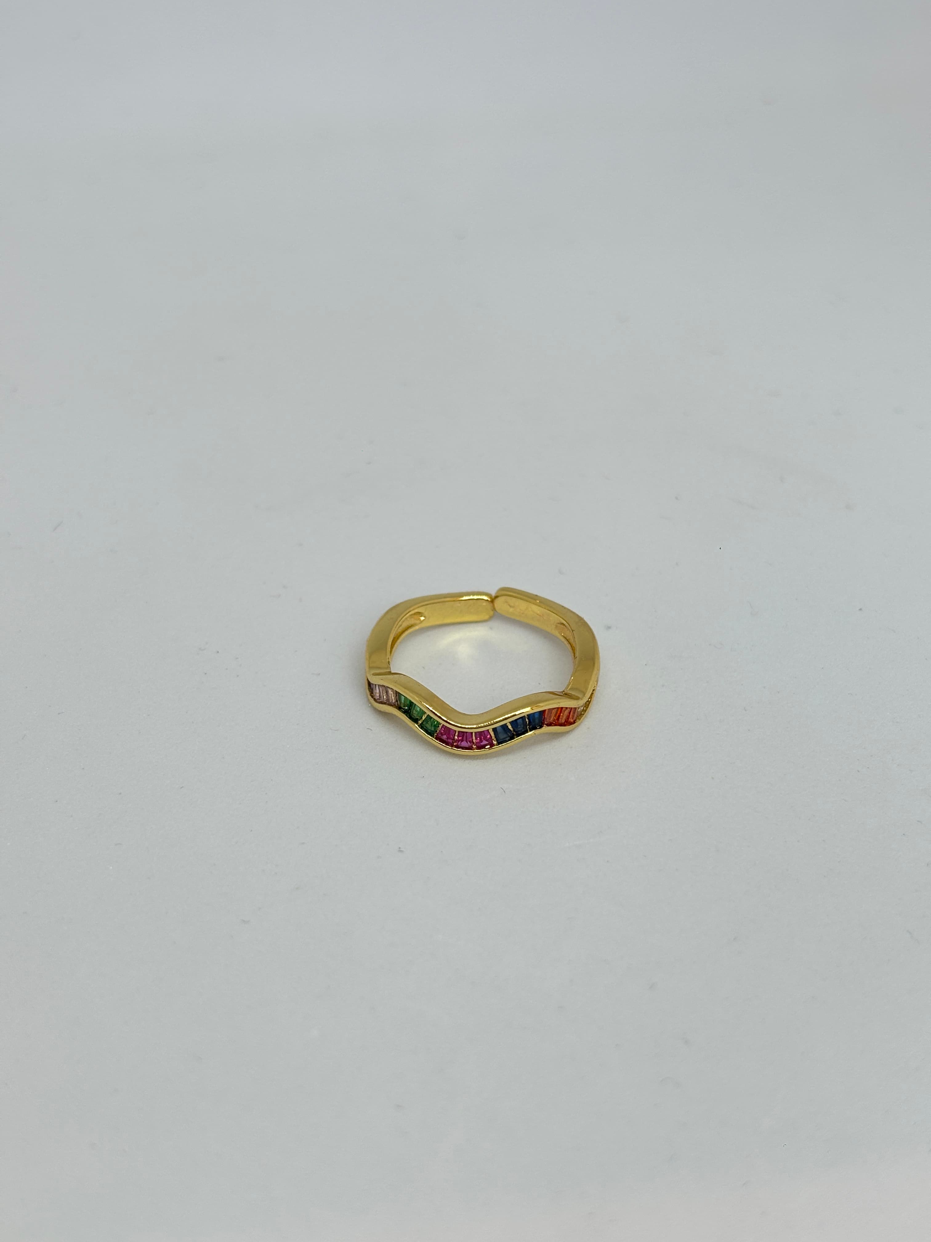 wavy rainbow baguette ring
