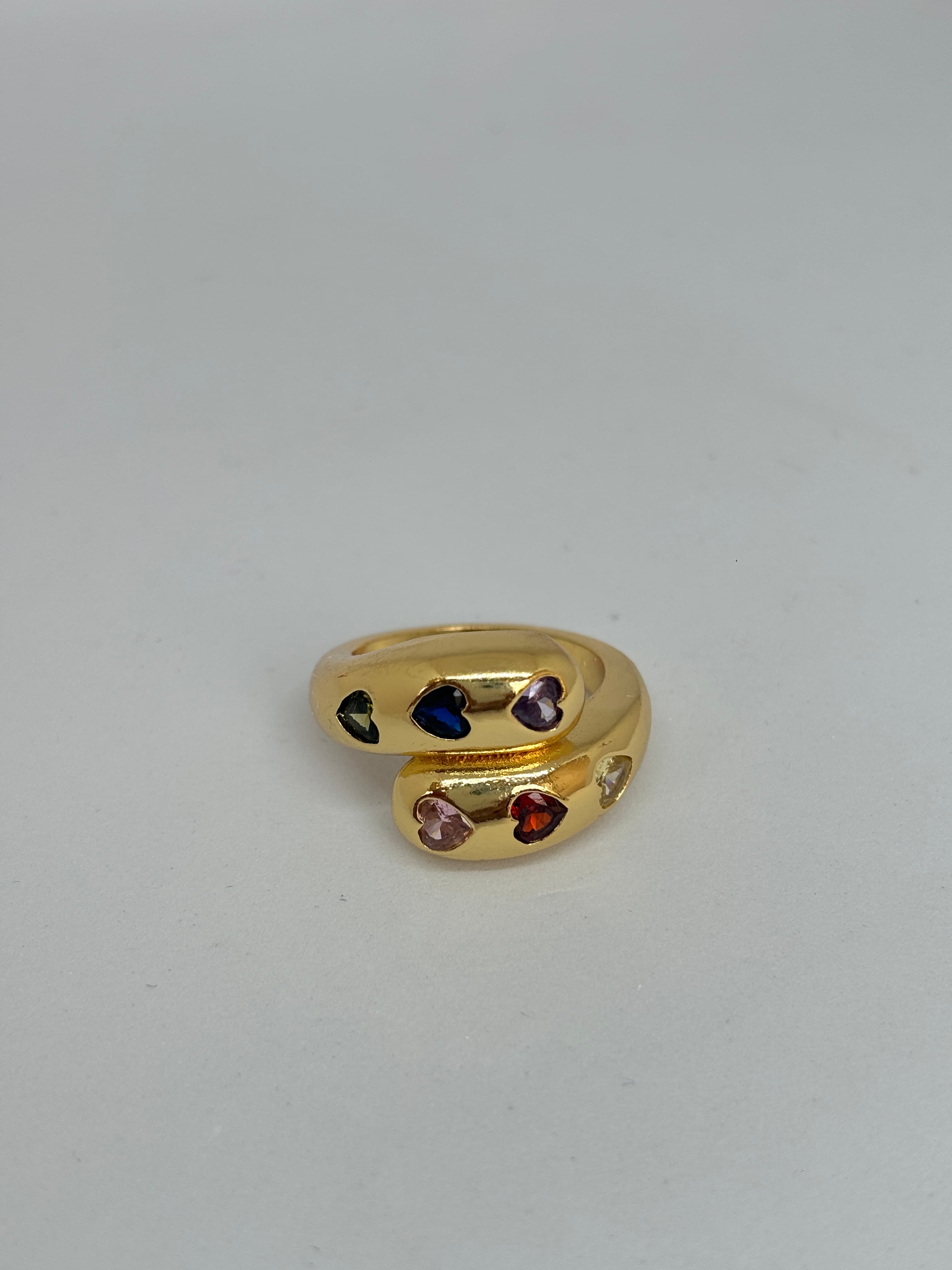 multicolour heart wrap ring