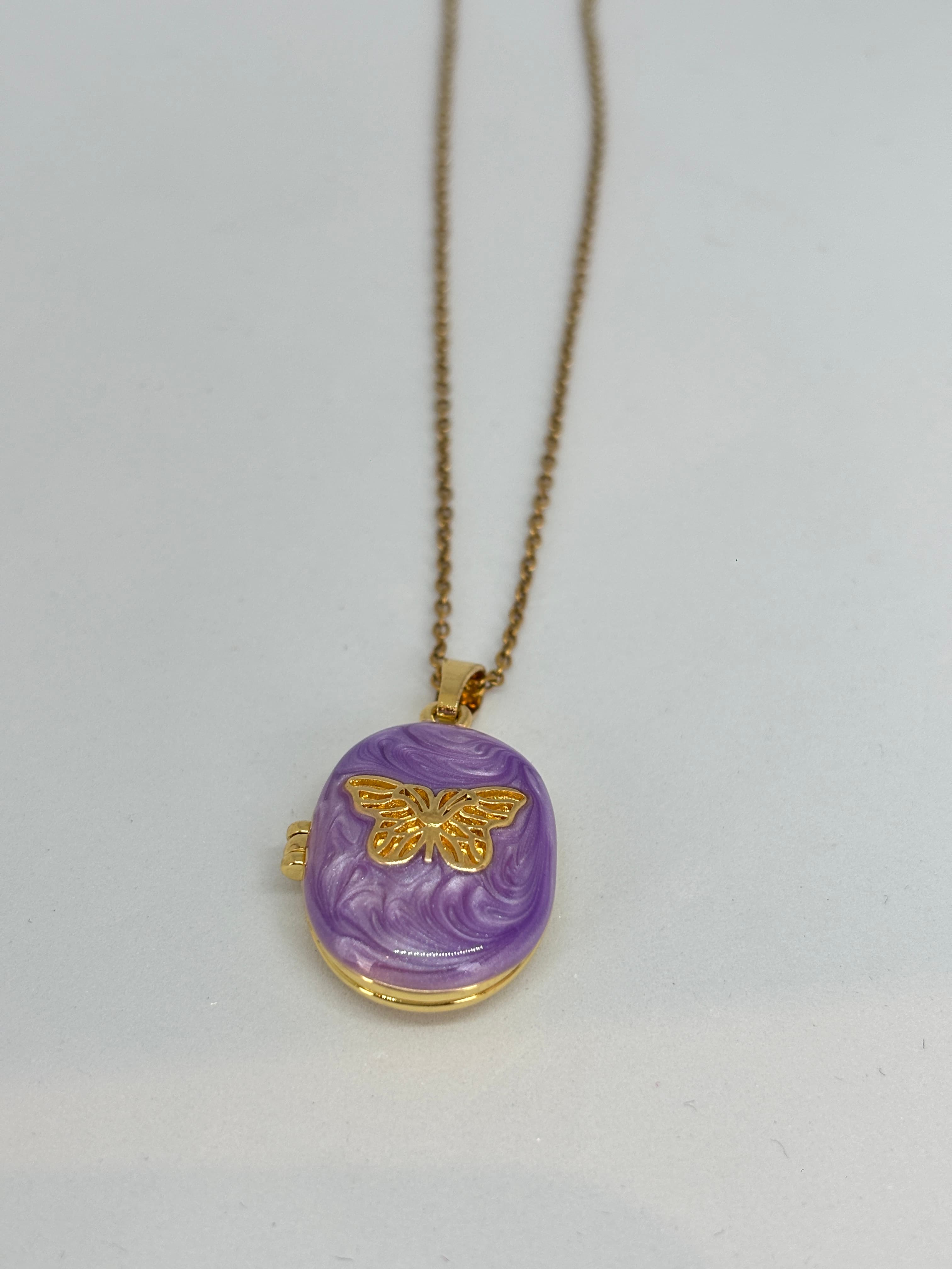 purple butterfly locket necklace