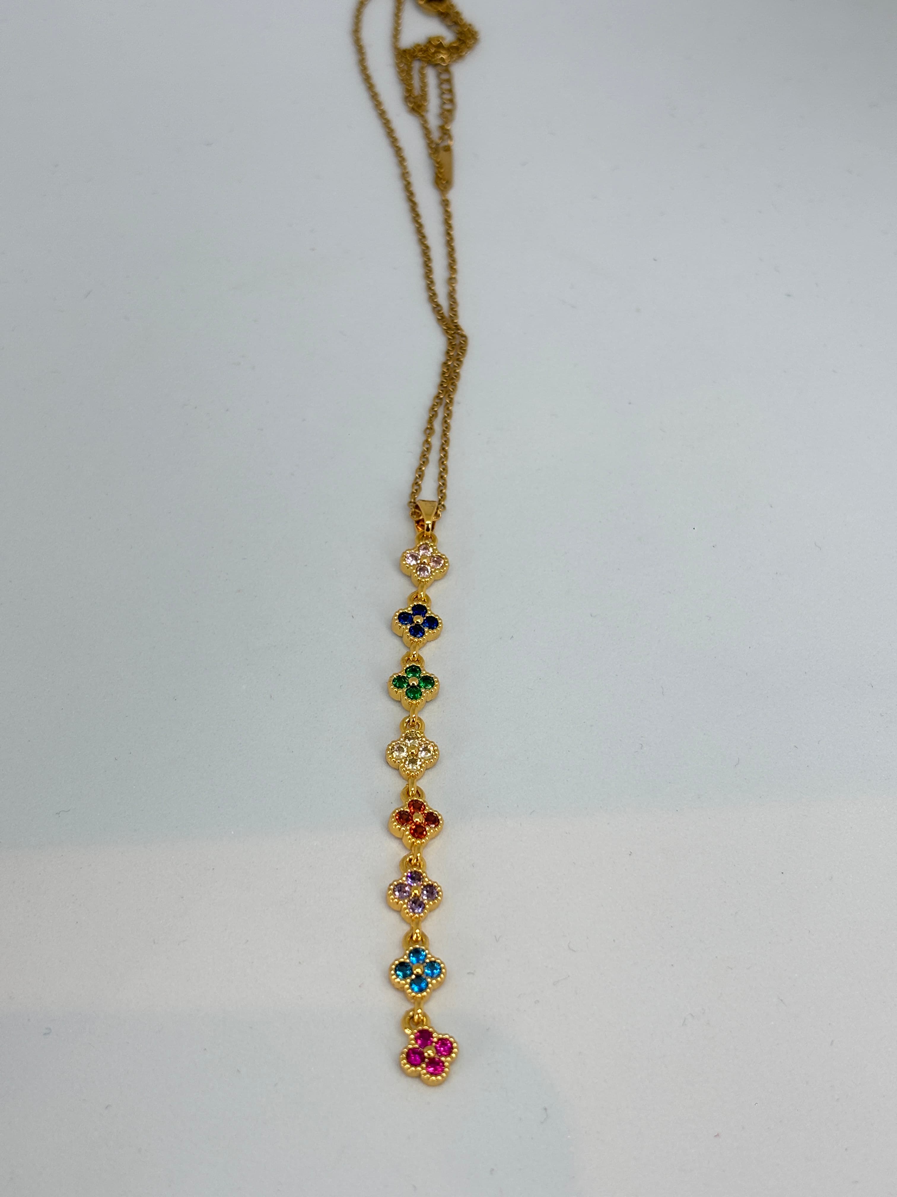 multicolour clover drop necklace