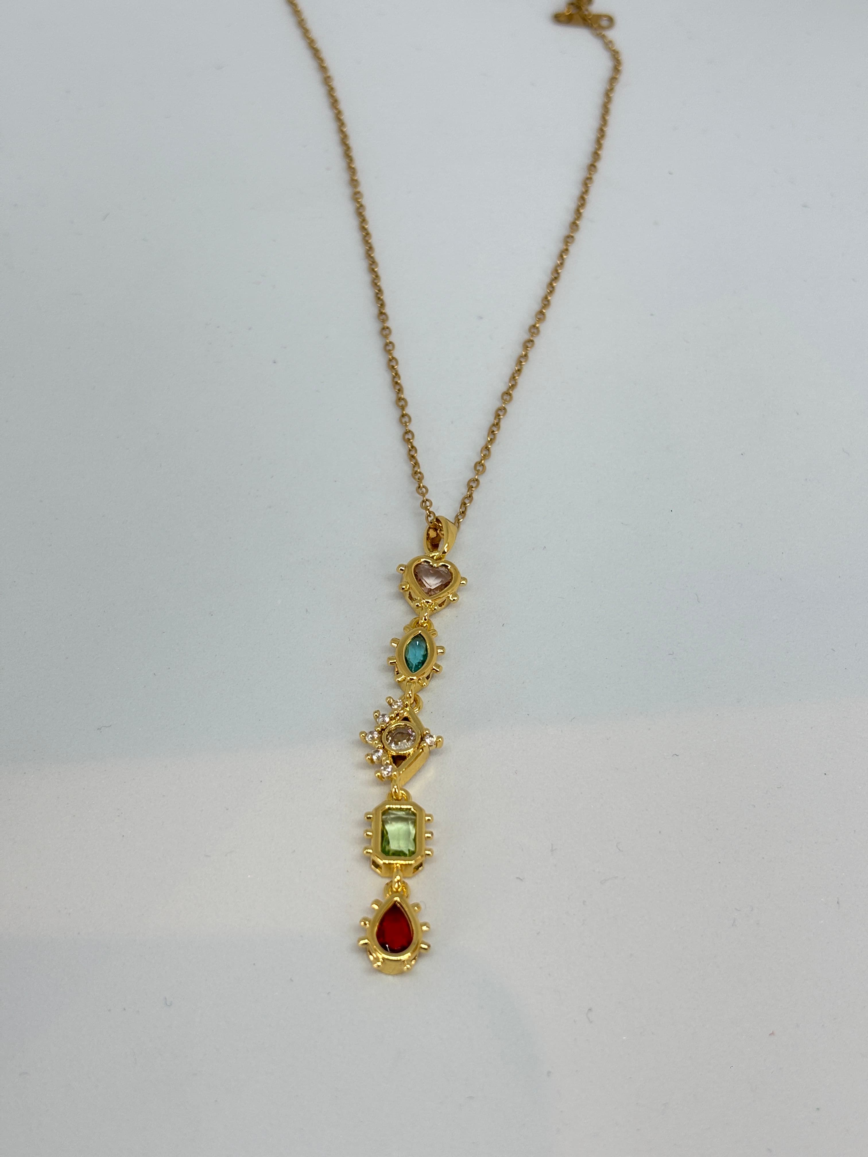 multicolour charm drop necklace