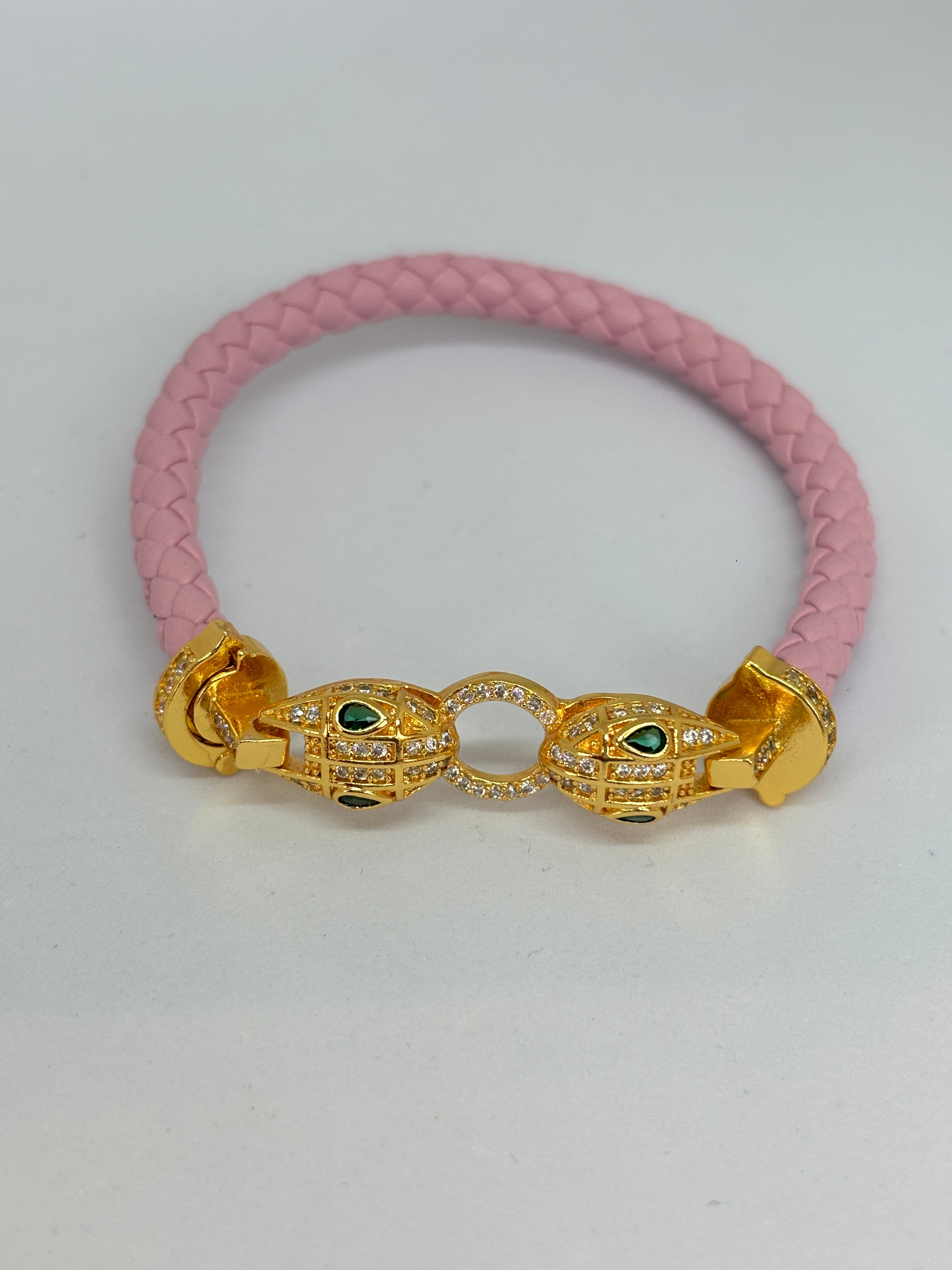 pink braided charm bracelet