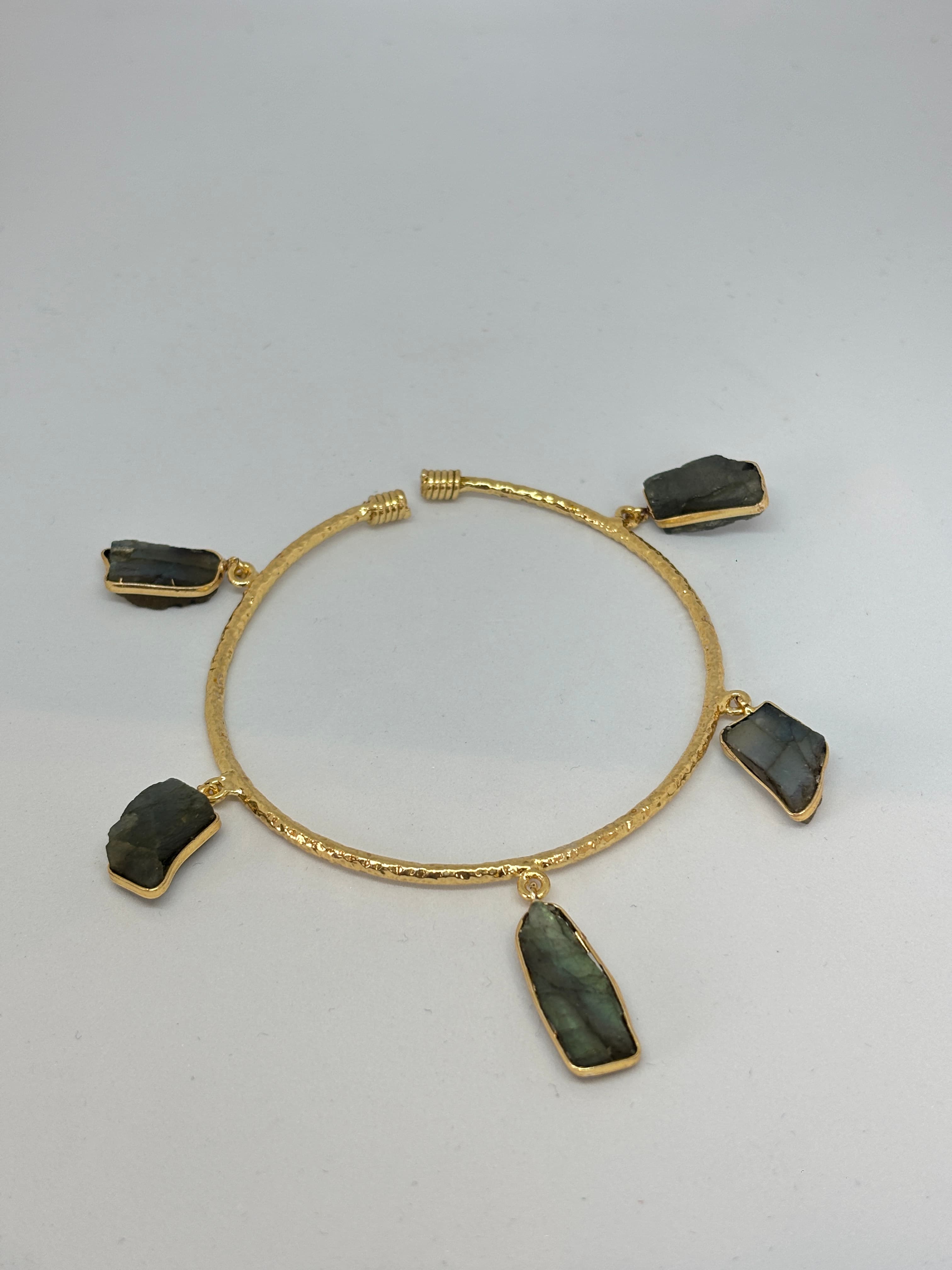 raw stone hammered gold cuff