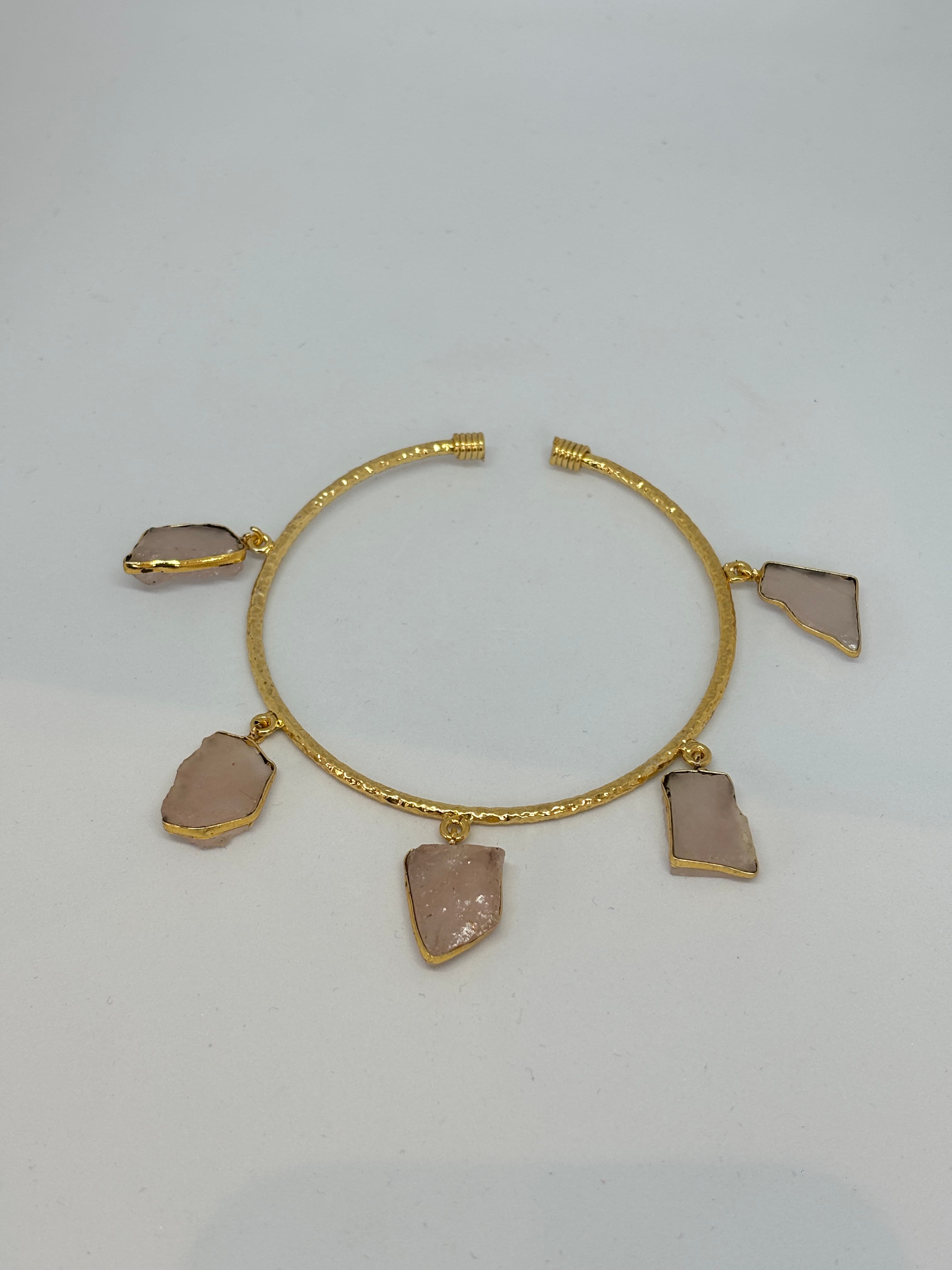 rose quartz charm cuff
