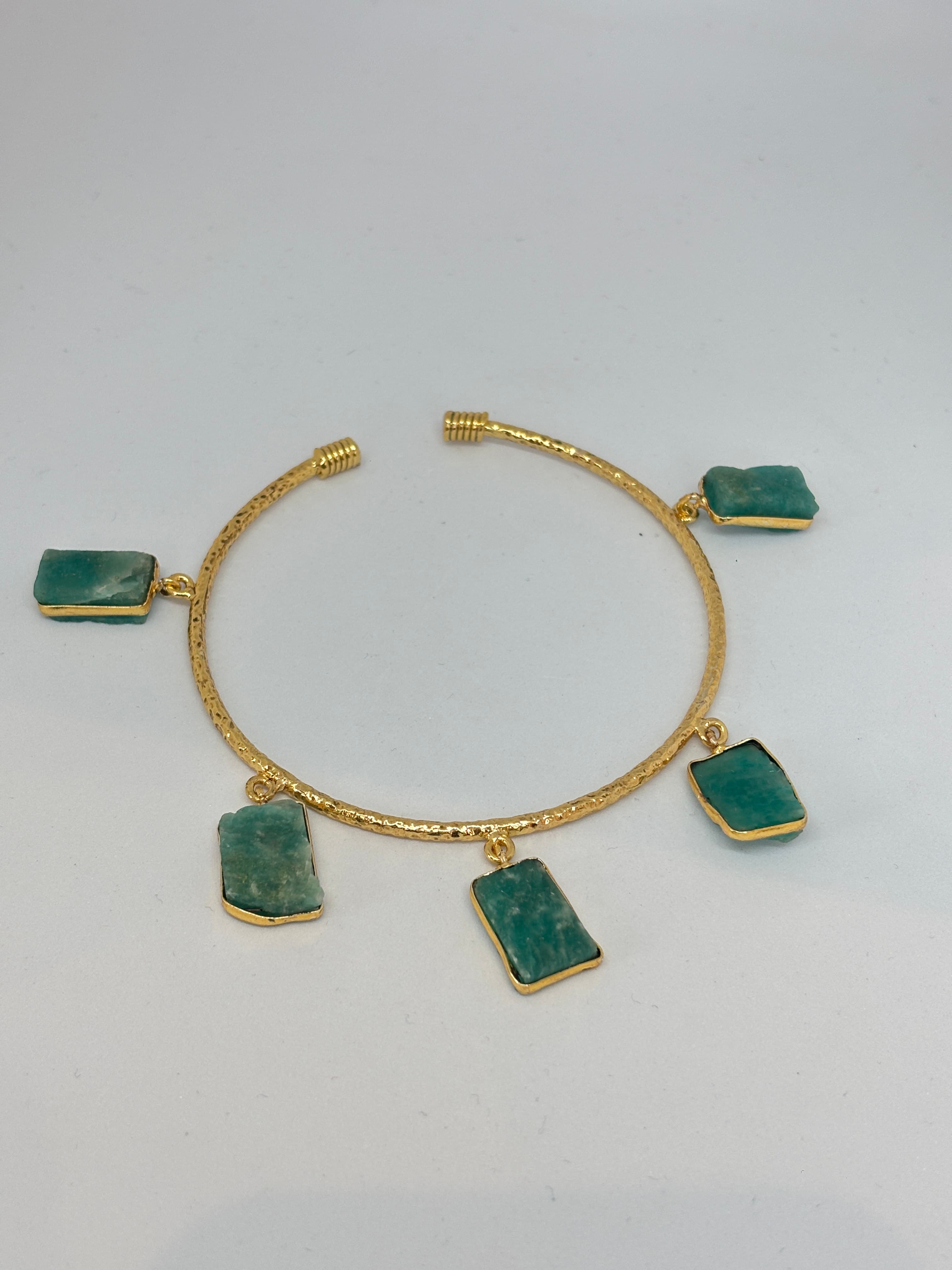 raw green stone charm bracelet