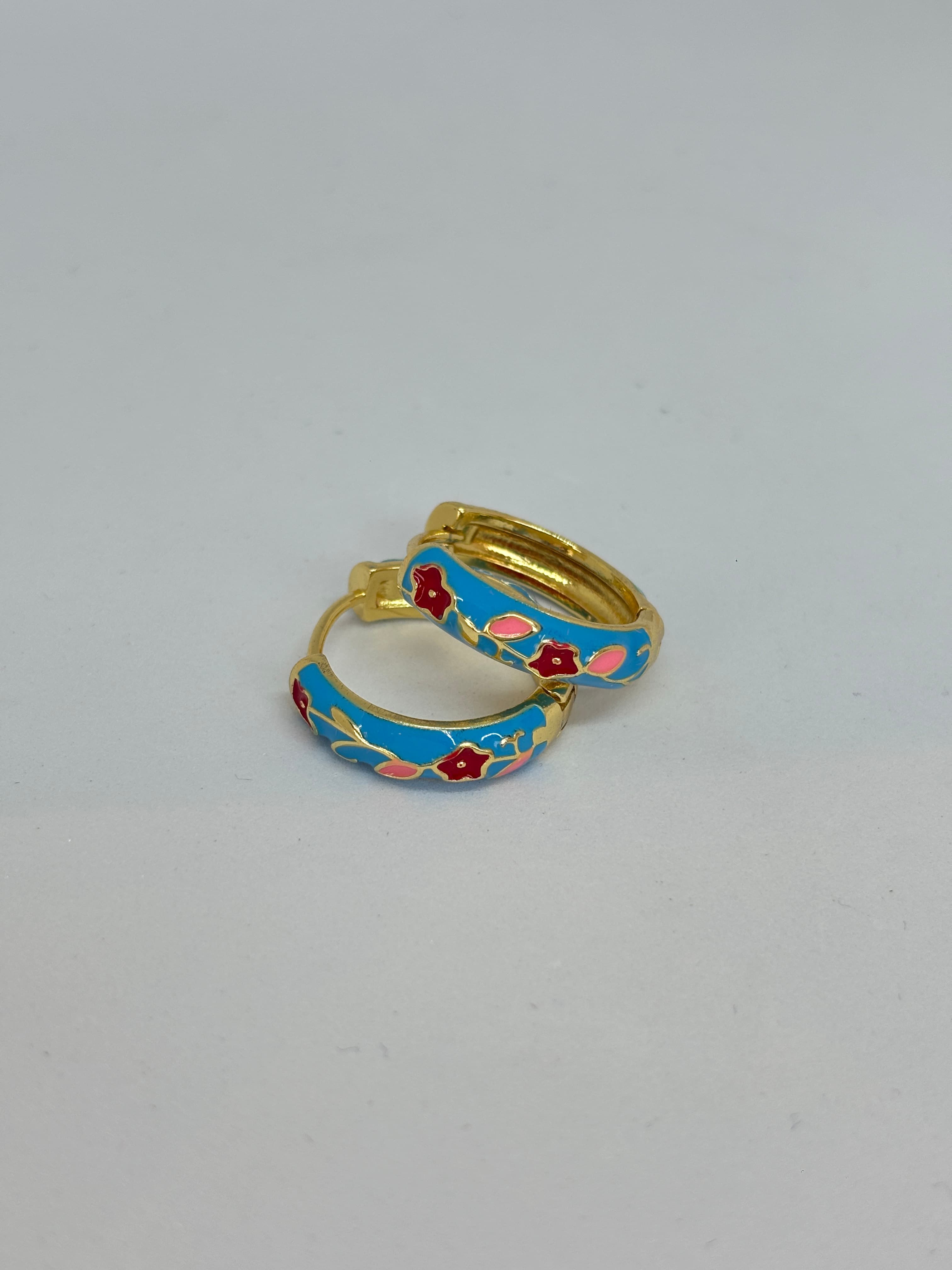 blue enamel flower hoops