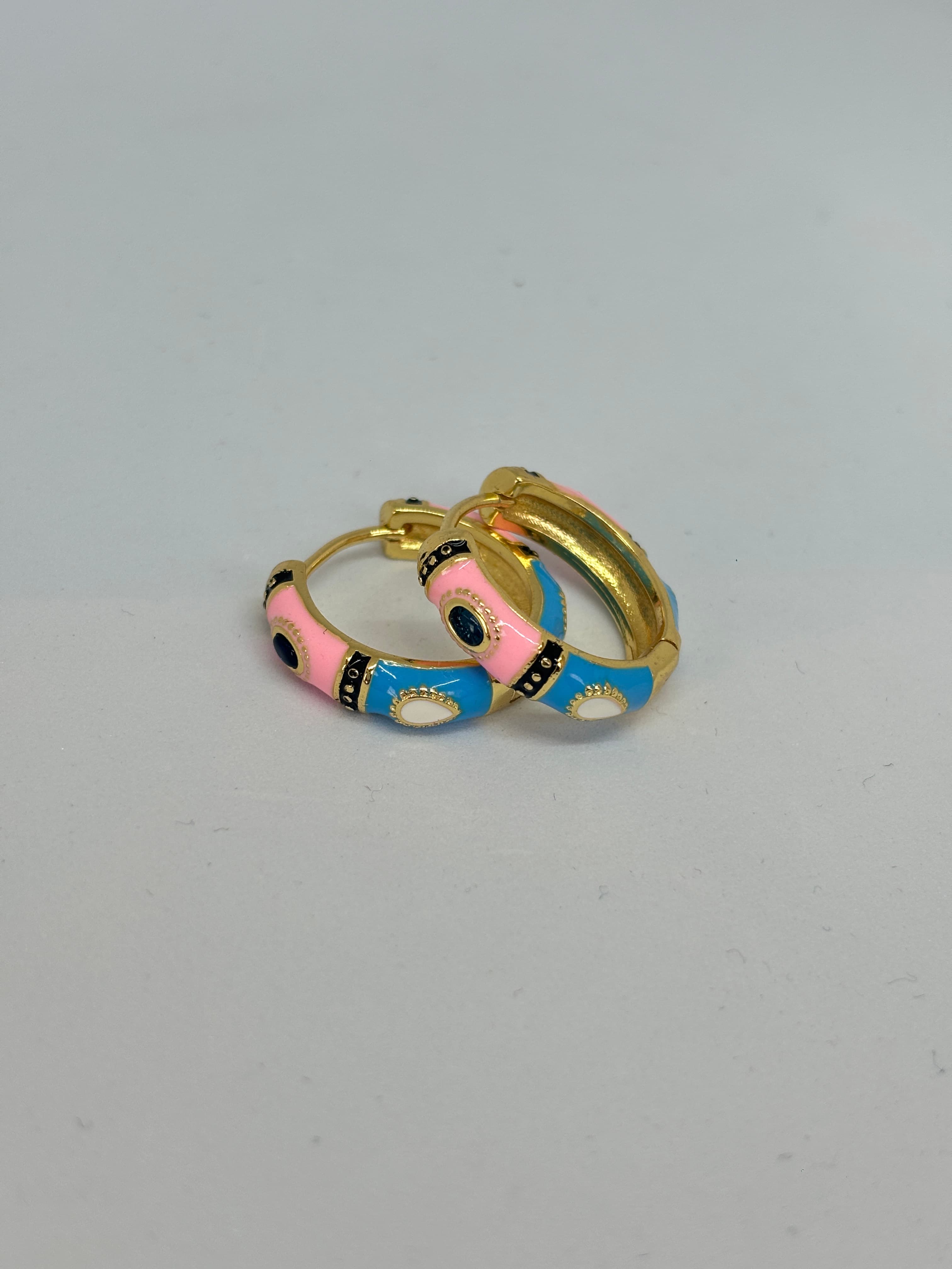 pink and blue enamel hoops